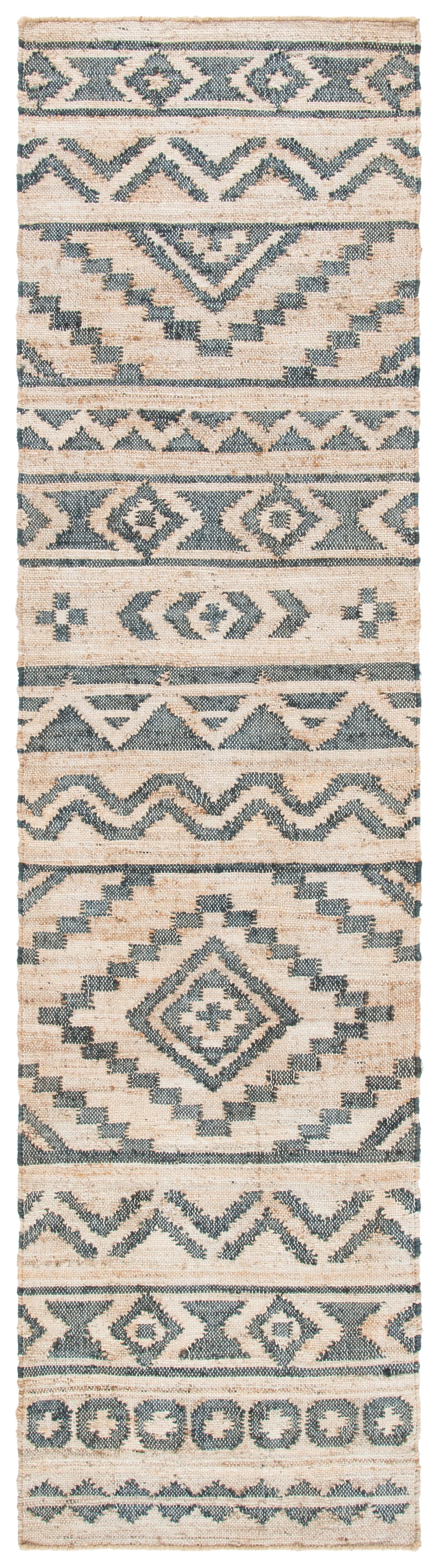 Kilim KLM751 Hand Loomed Runner Rug - Natural/Charcoal - 2'3"x9' - Safavieh