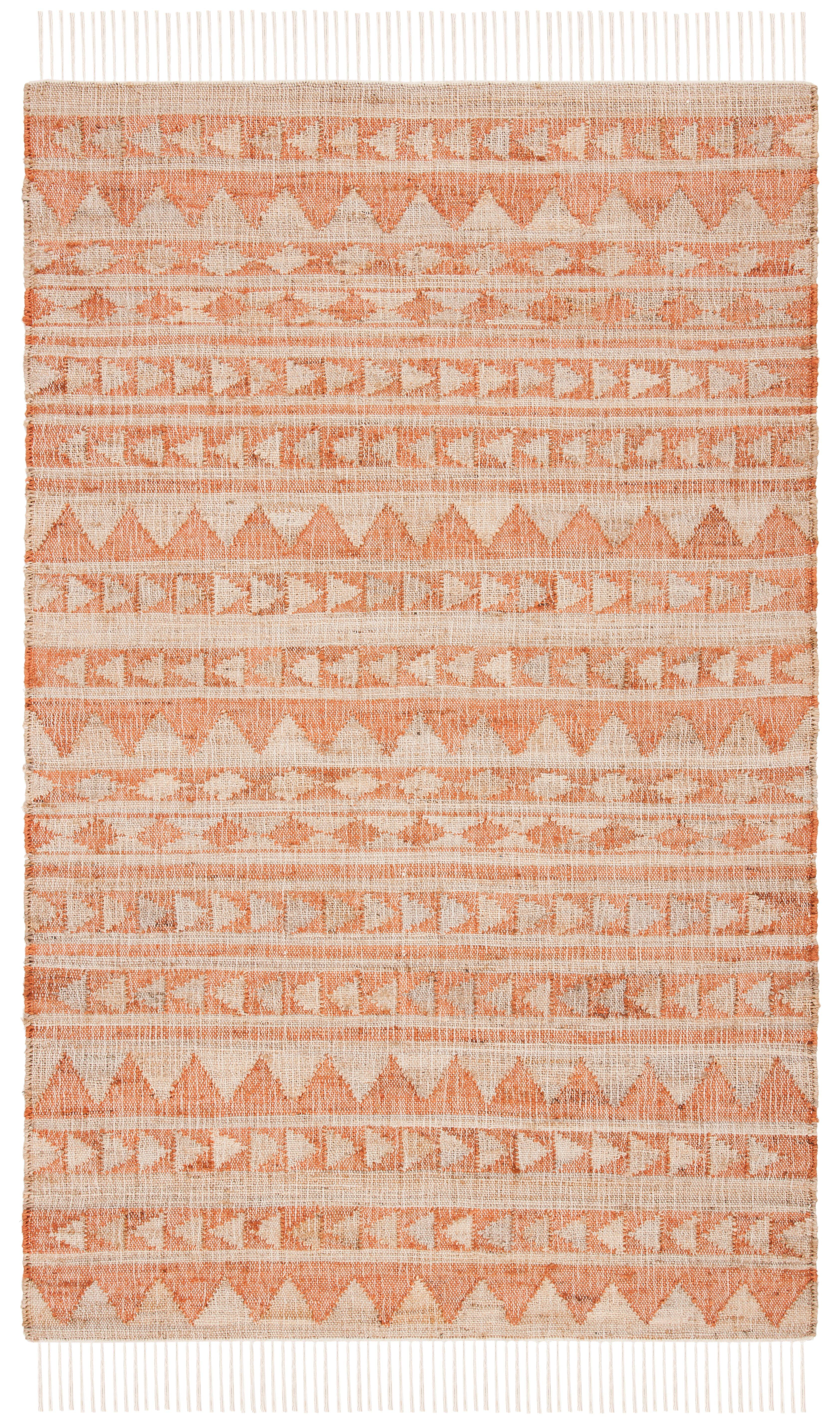 Natural and Rust Wool Handmade 8' x 10' Area Rug