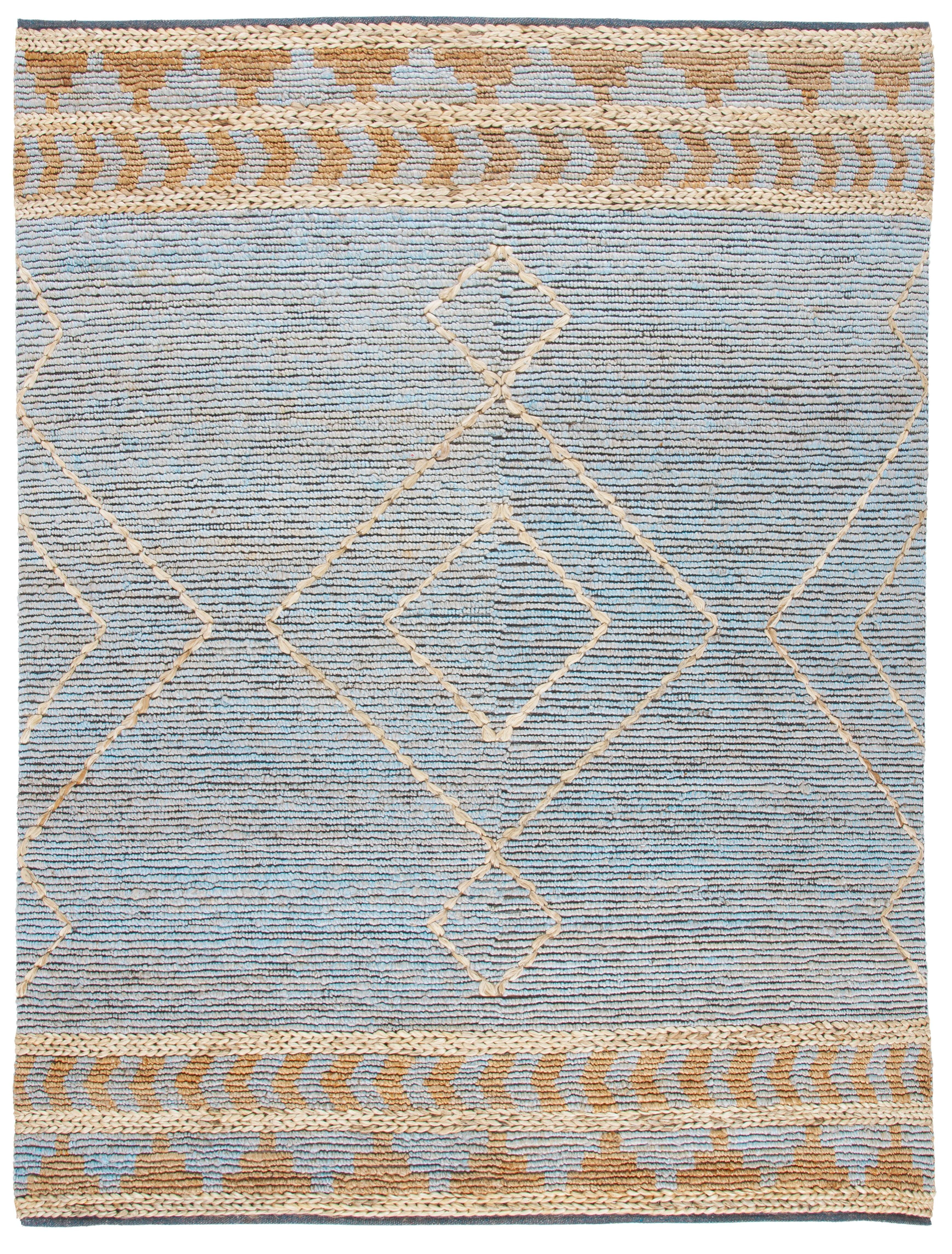 Handmade Blue and Natural Wool 8' x 10' Kilim Area Rug