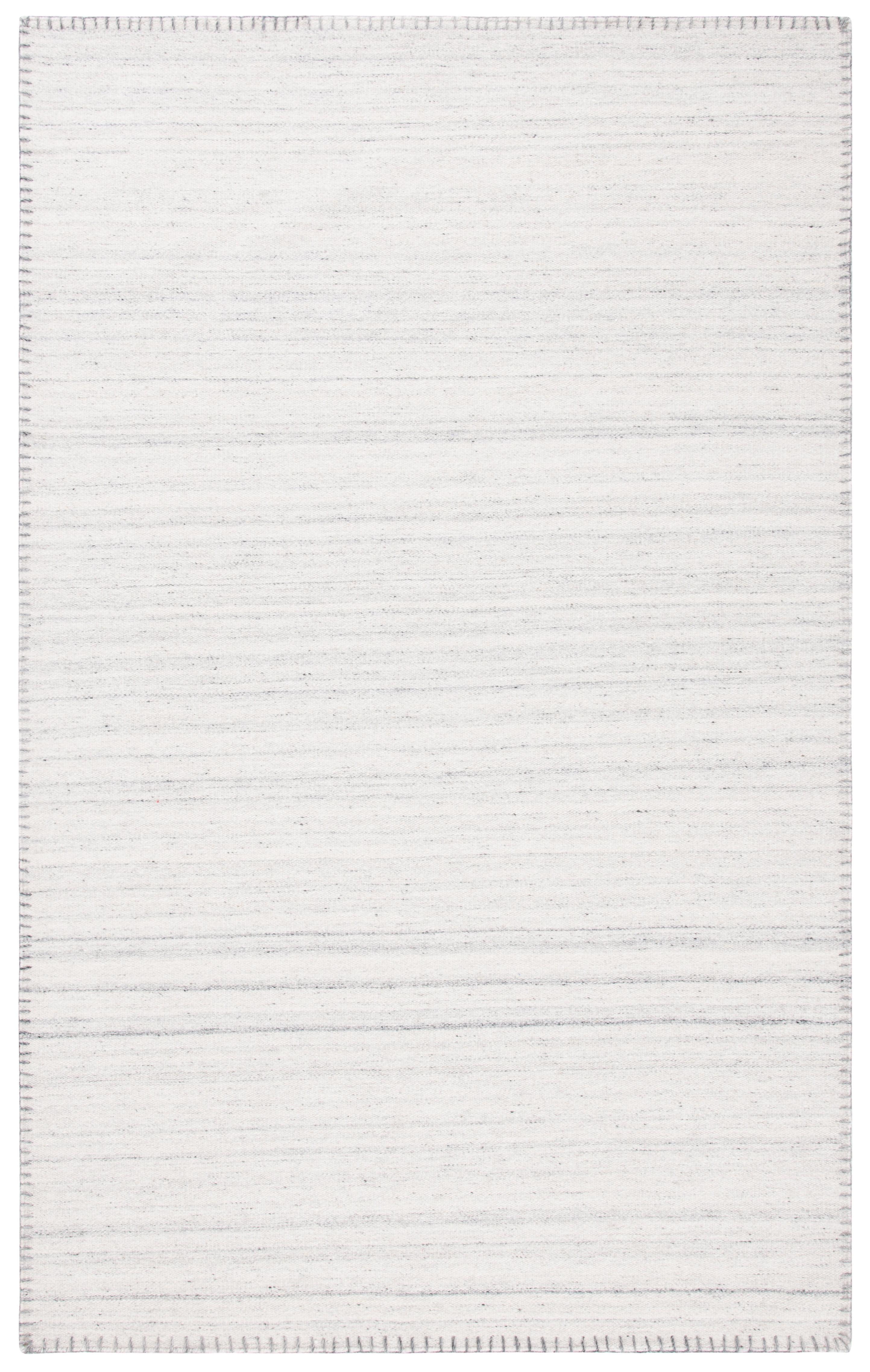 Handmade Beige and Light Grey Wool Flat Woven Rug, 5' x 8'