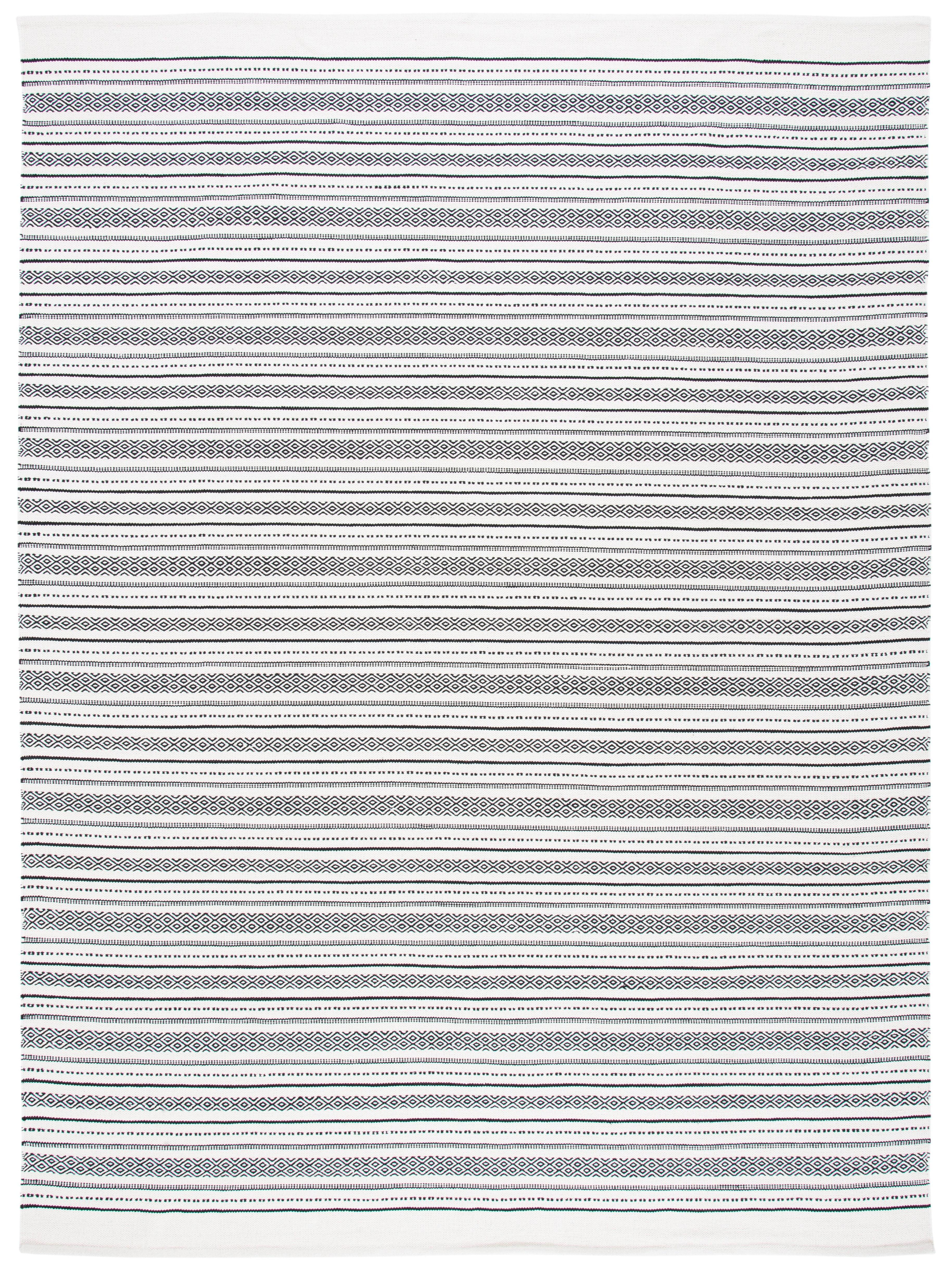 Handwoven Black and Ivory Flat Woven 9' x 12' Rug