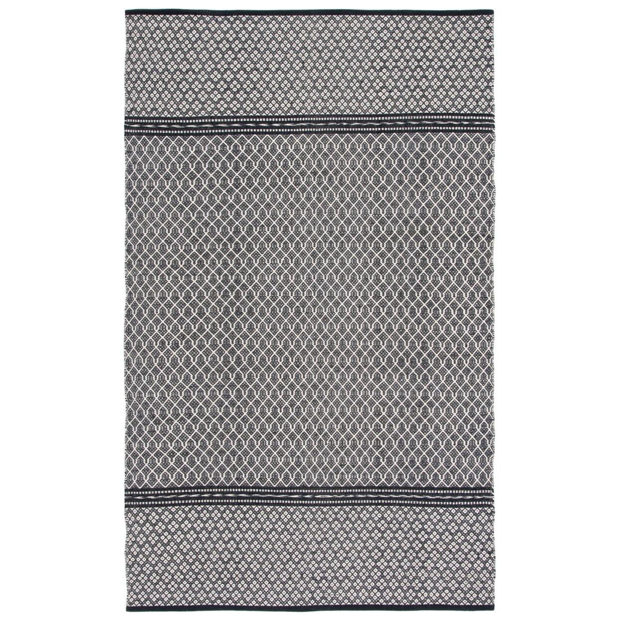 SAFAVIEH Kilim Kadri Geometric Cotton Area Rug, Black/Ivory, 9' x 12'