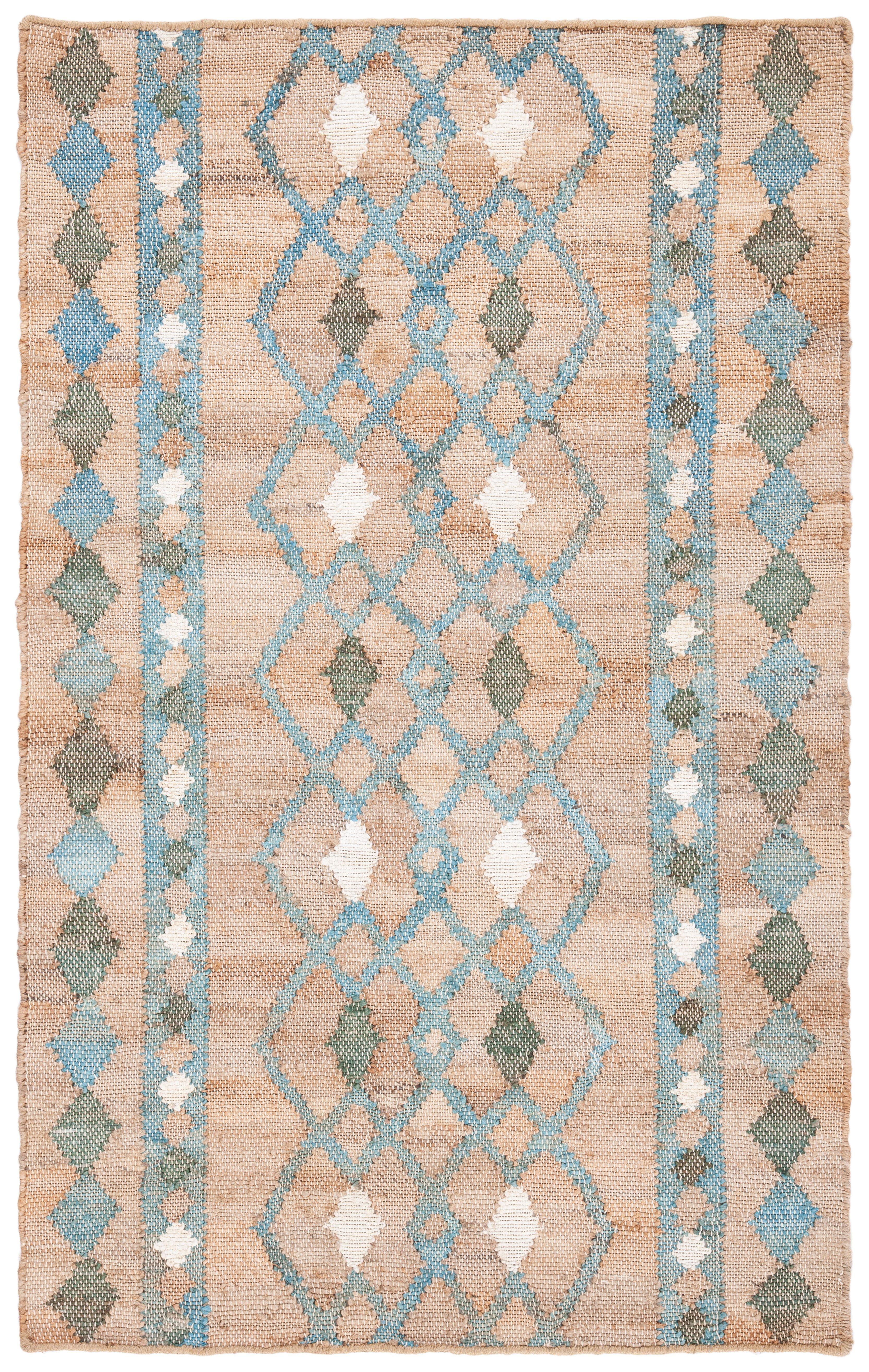 Kilim KLM759 Hand Woven Area Rug - Natural/Blue - 4'x6' - Safavieh.