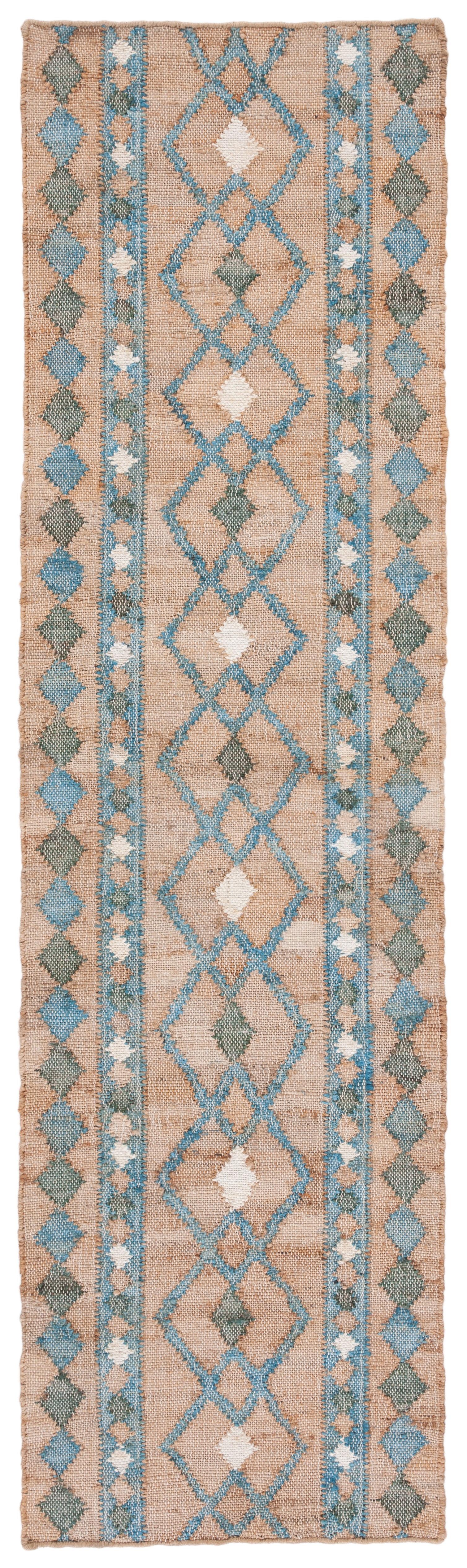 Kilim KLM759 Hand Woven Runner Rug - Natural/Blue - 2'3"x9' - Safavieh.