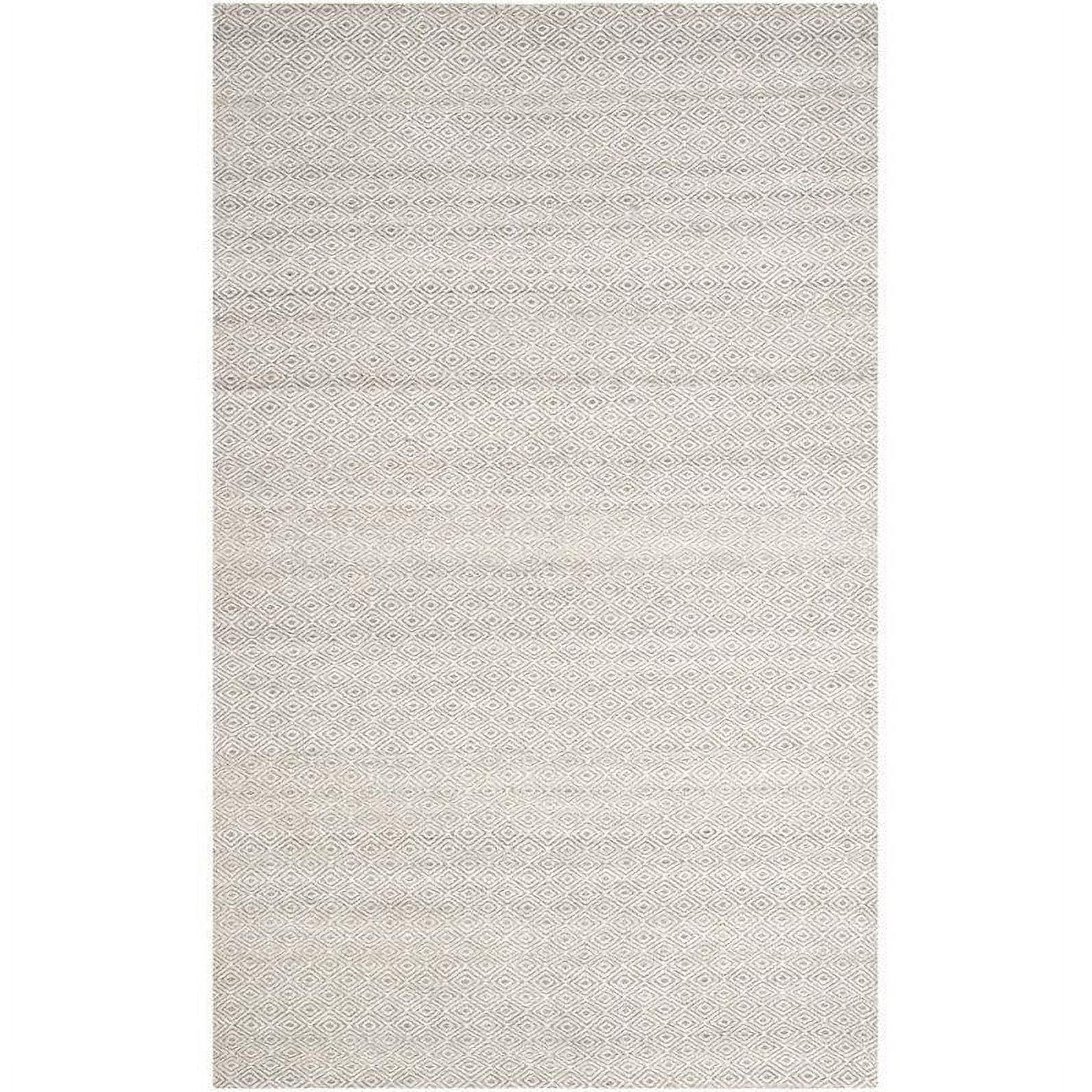 Ivory and Graphite Handwoven Wool Kilim Area Rug 5' x 8'