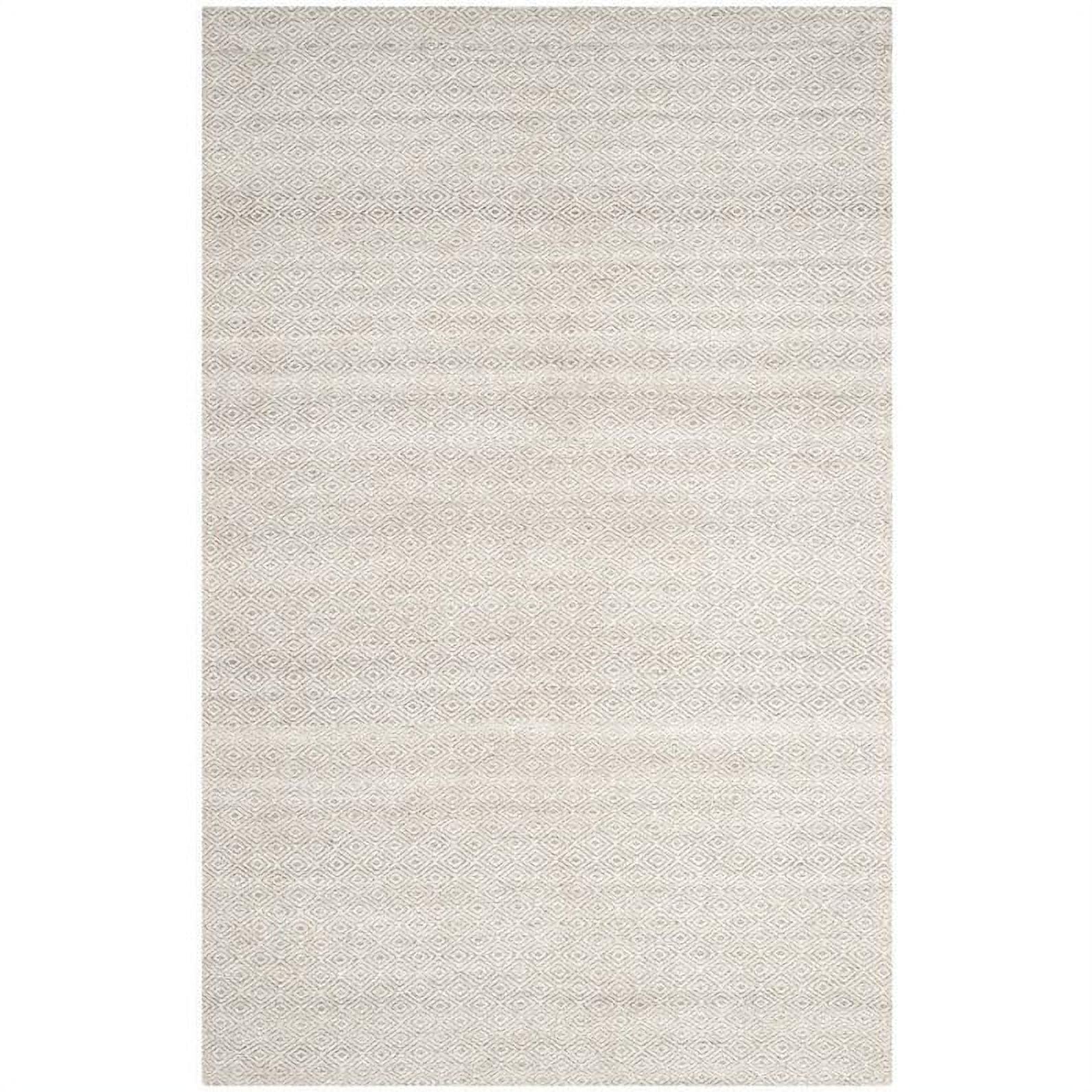 Bohemian Ivory & Silver Geometric Wool Area Rug - 4' x 6'