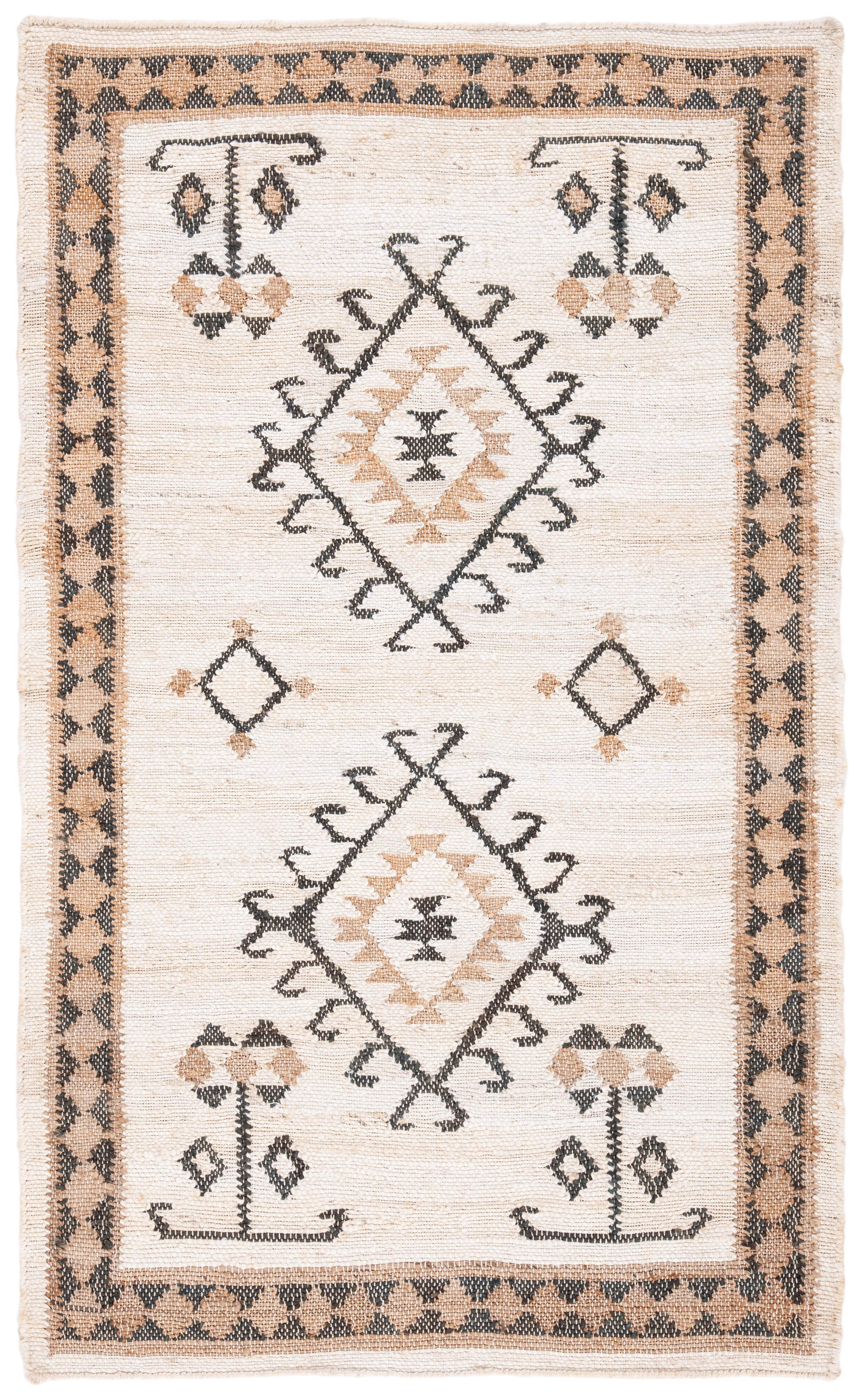 Kilim KLM762 Hand Woven Area Rug - Ivory/Black - 3'x5' - Safavieh.