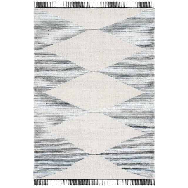 Kilim With Fringes KLM309 Flat Weave Area Rug - Blue/Ivory - 8'x10' - Safavieh