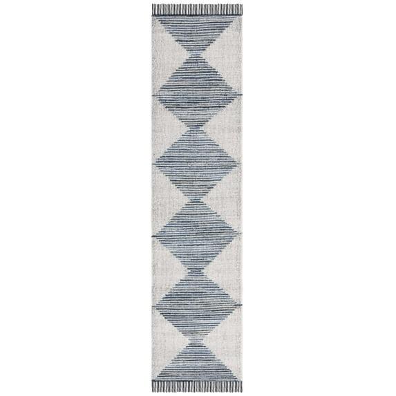 Kilim With Fringes KLM309 Flat Weave Runner Rug - Ivory/Blue - 2'3"x9' - Safavieh