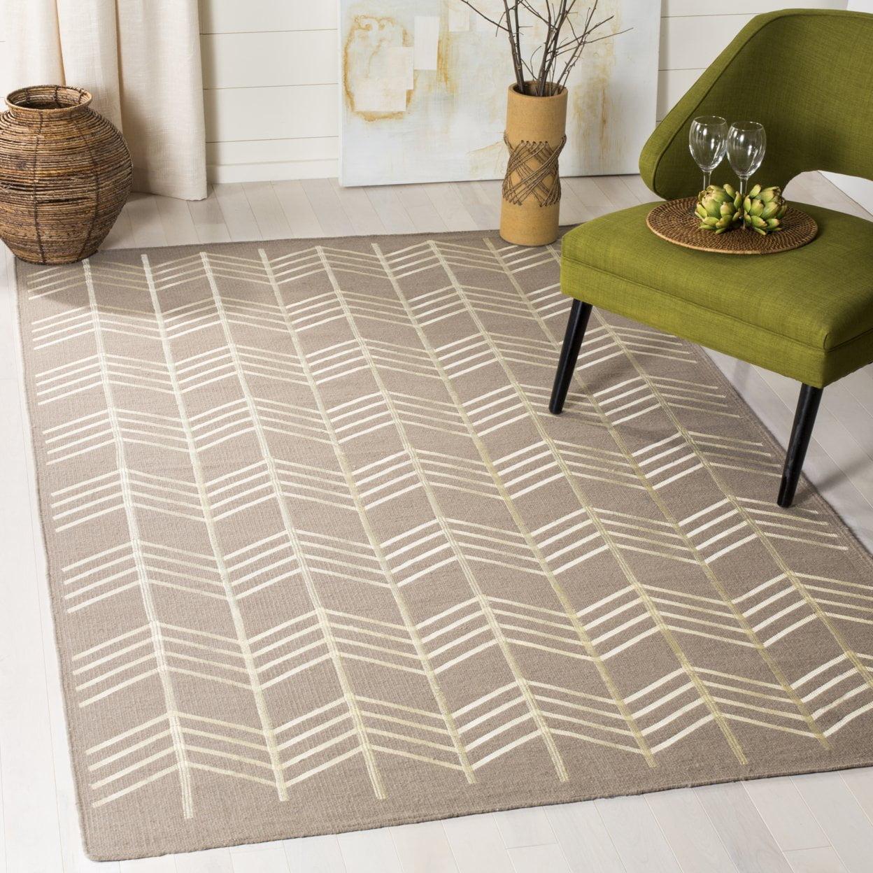Thelonius Hand Woven Flat Weave With Embroidery Wool Chevron Rug