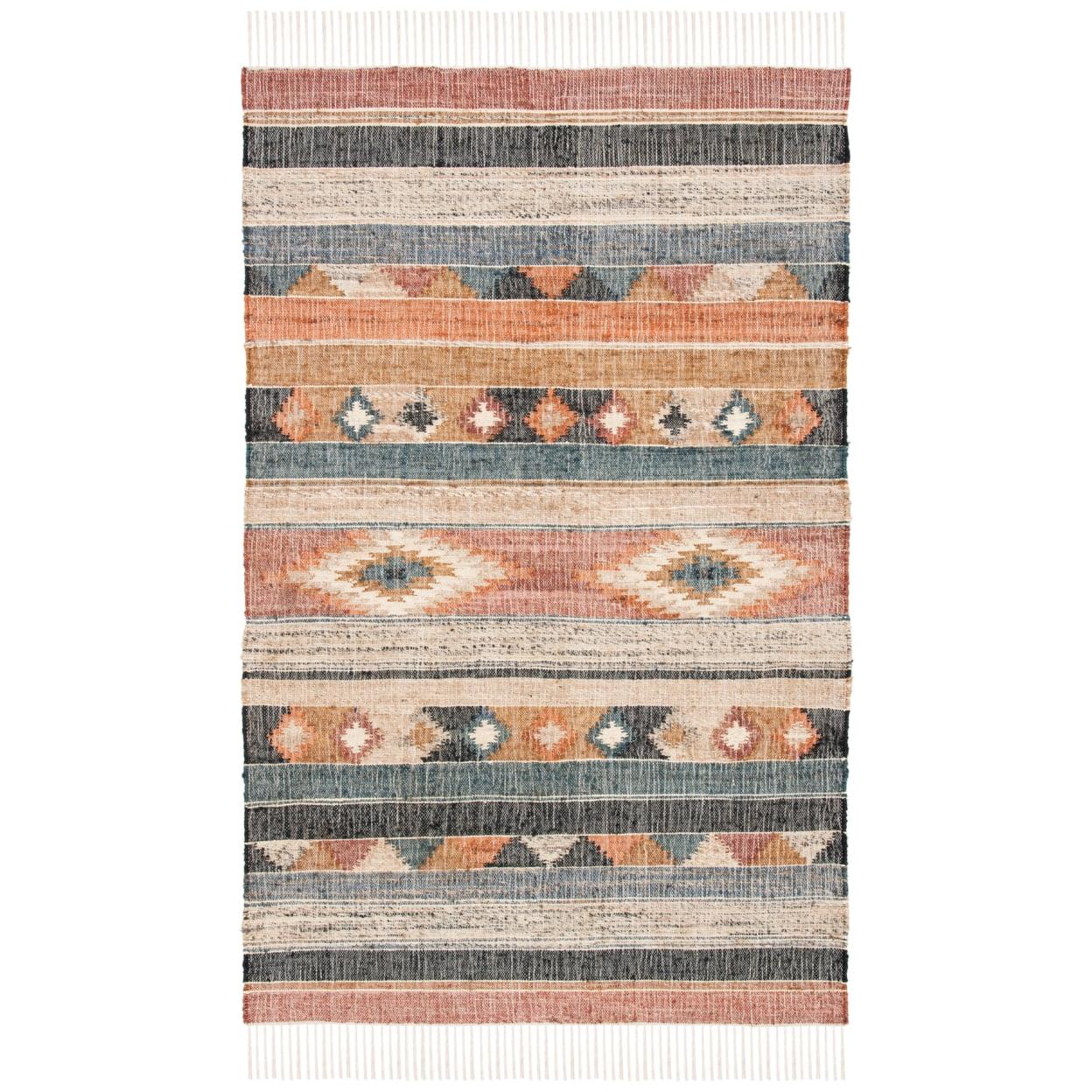 Kilim KLM177 Flat Weave Area Rug - Blue/Rust - 5'x8' - Safavieh