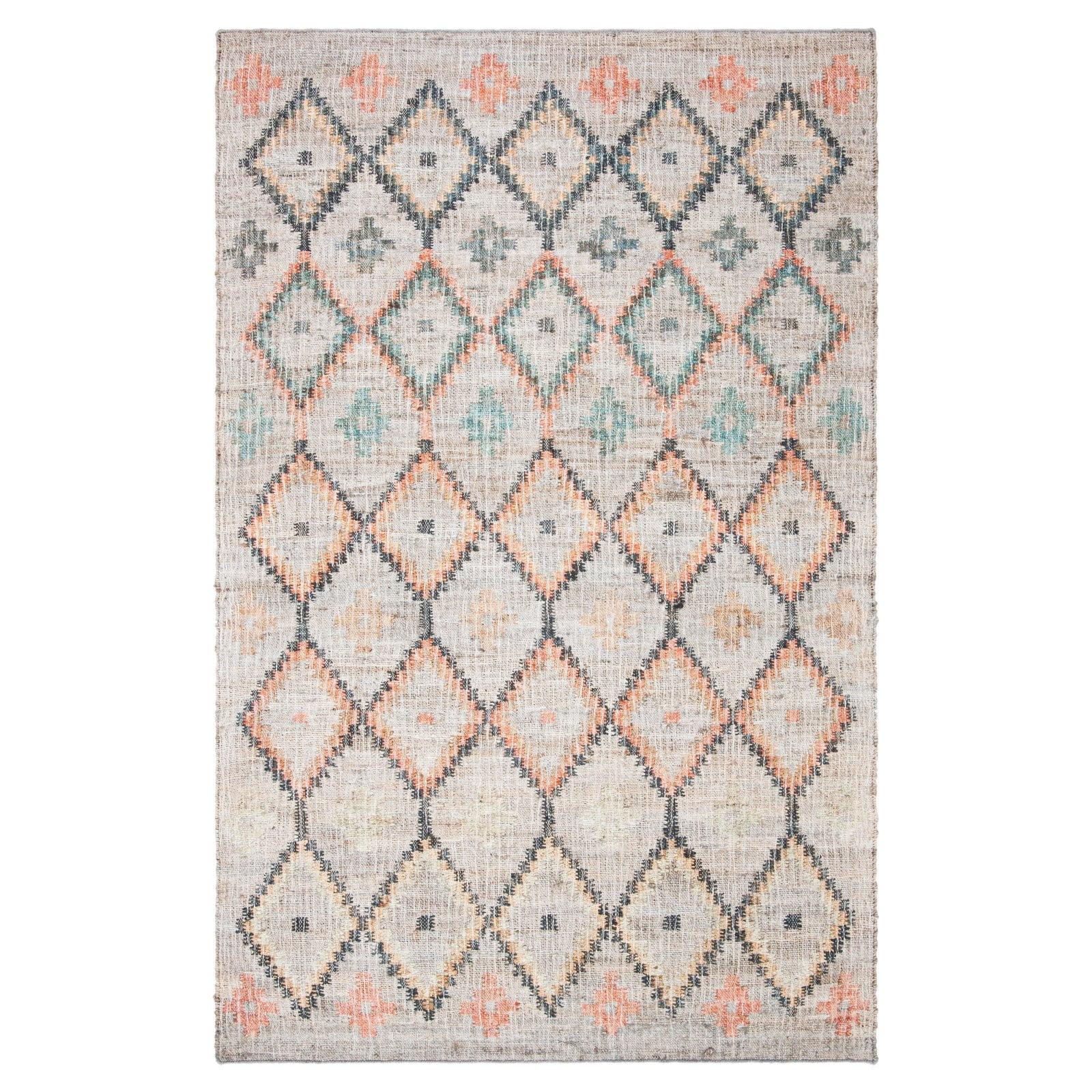 Nomadic Elegance Beige & Gold 4' x 6' Reversible Wool-Cotton Rug