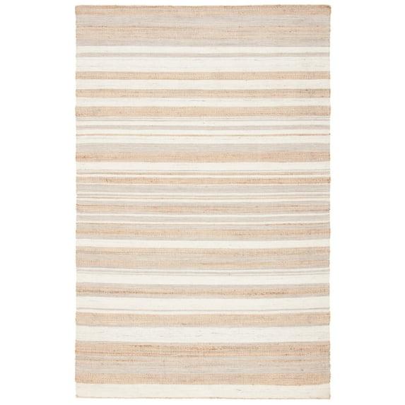 Highland Dunes Grice Hand Woven Jute/Wool Striped Rug in Natural/Ivory