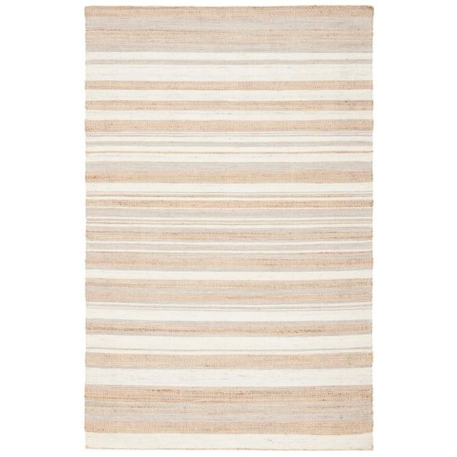 Highland Dunes Grice Hand Woven Jute/Wool Striped Rug in Natural/Ivory
