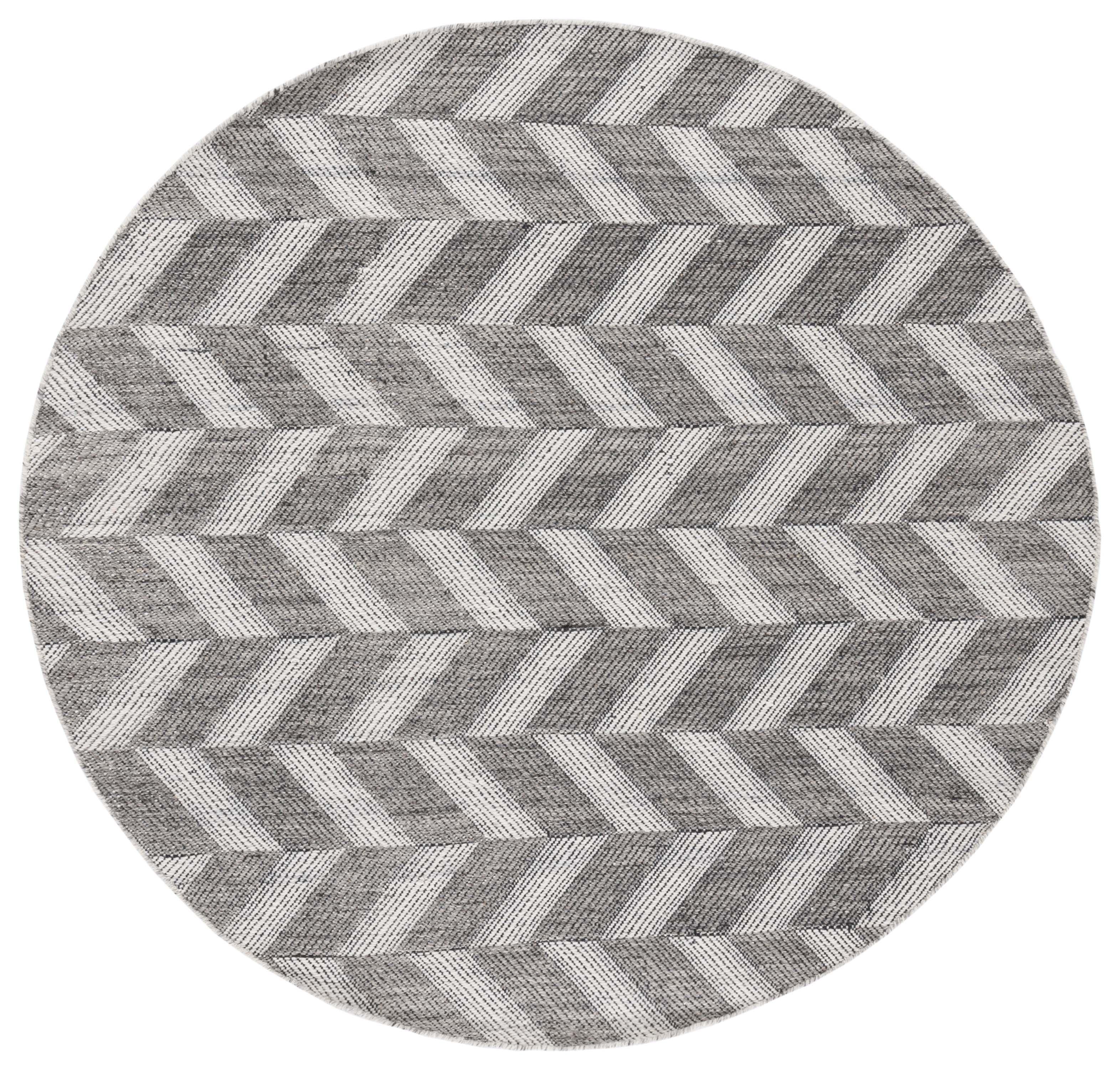 Kilim KLM730 Hand Woven Area Rug - Grey/Ivory - 6' Round - Safavieh.