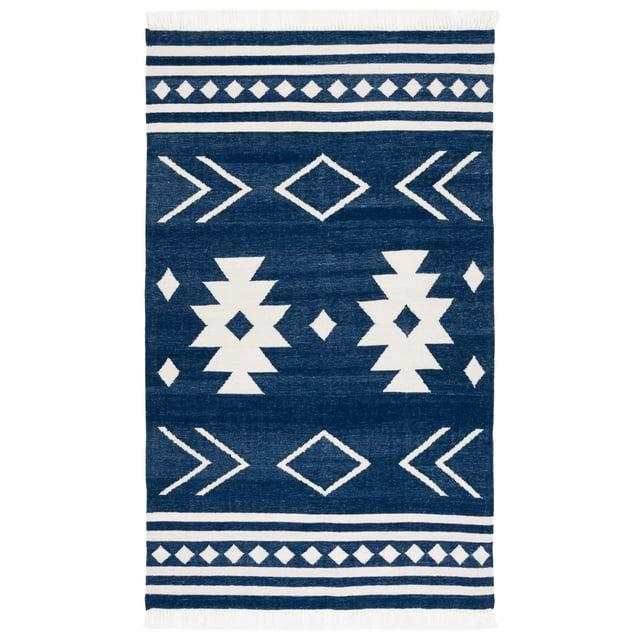 Kilim KLM764 Hand Woven Area Rug - Navy/Ivory - 3'x5' - Safavieh.
