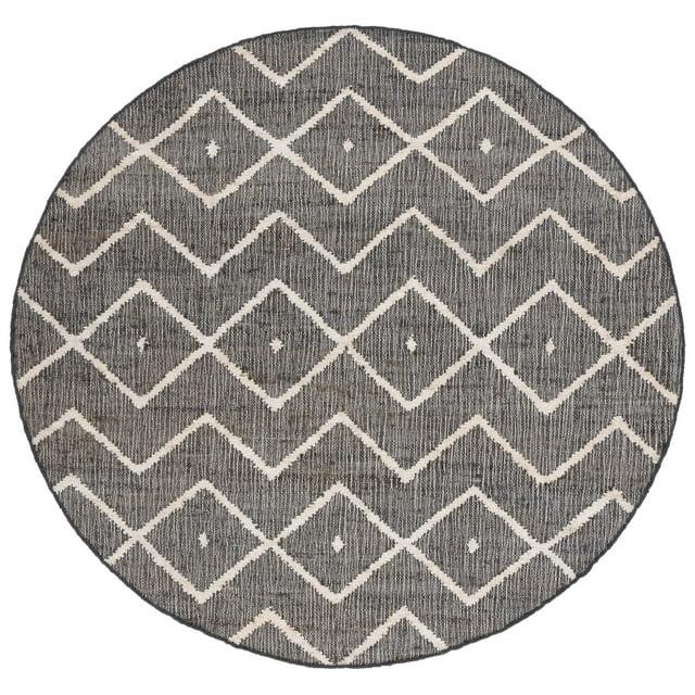 Kilim KLM750 Hand Loomed Area Rug - Charcoal/Natural - 3' round - Safavieh.
