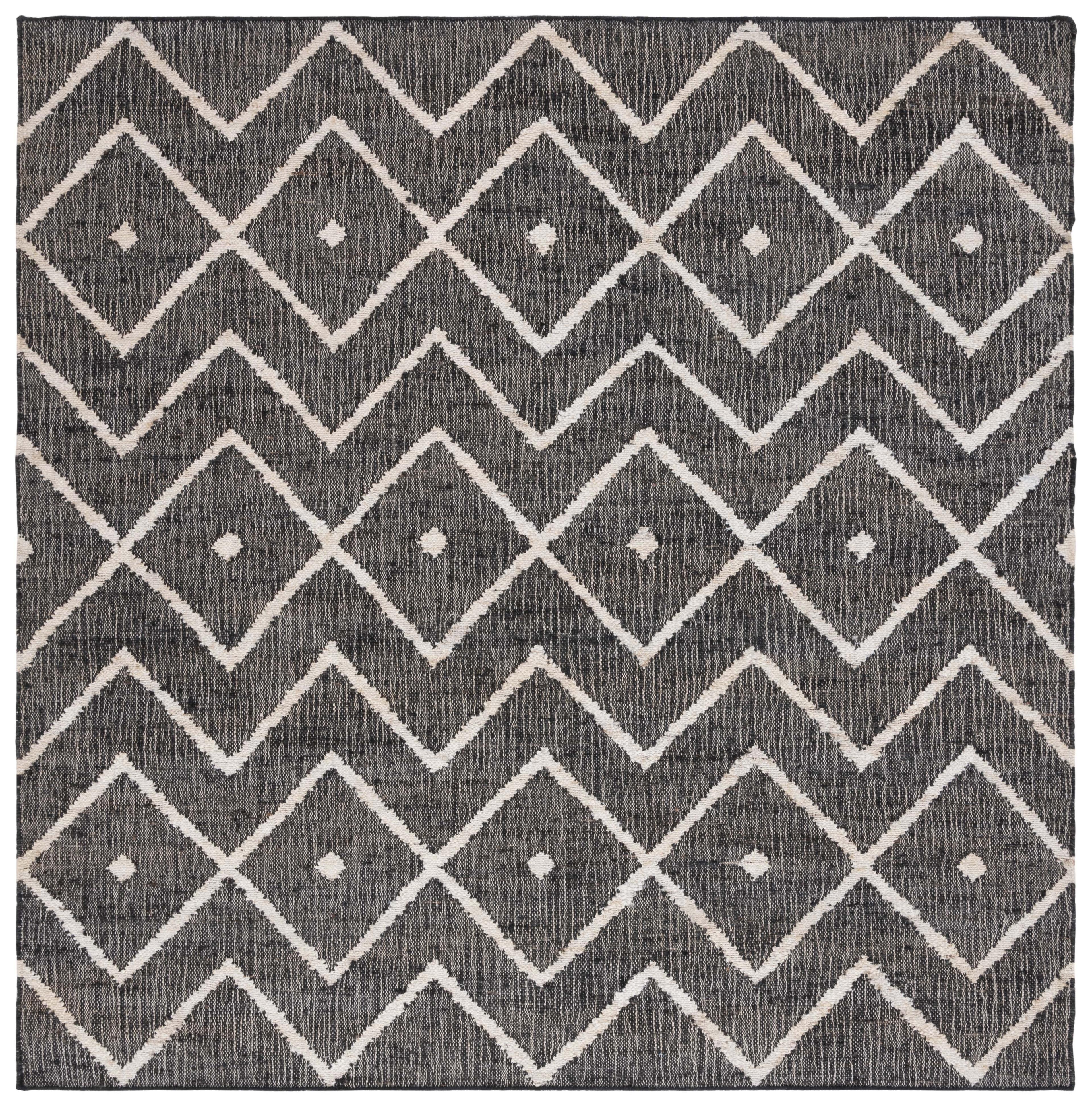 Kilim KLM750 Hand Loomed Area Rug - Charcoal/Natural - 5'x5' - Safavieh.