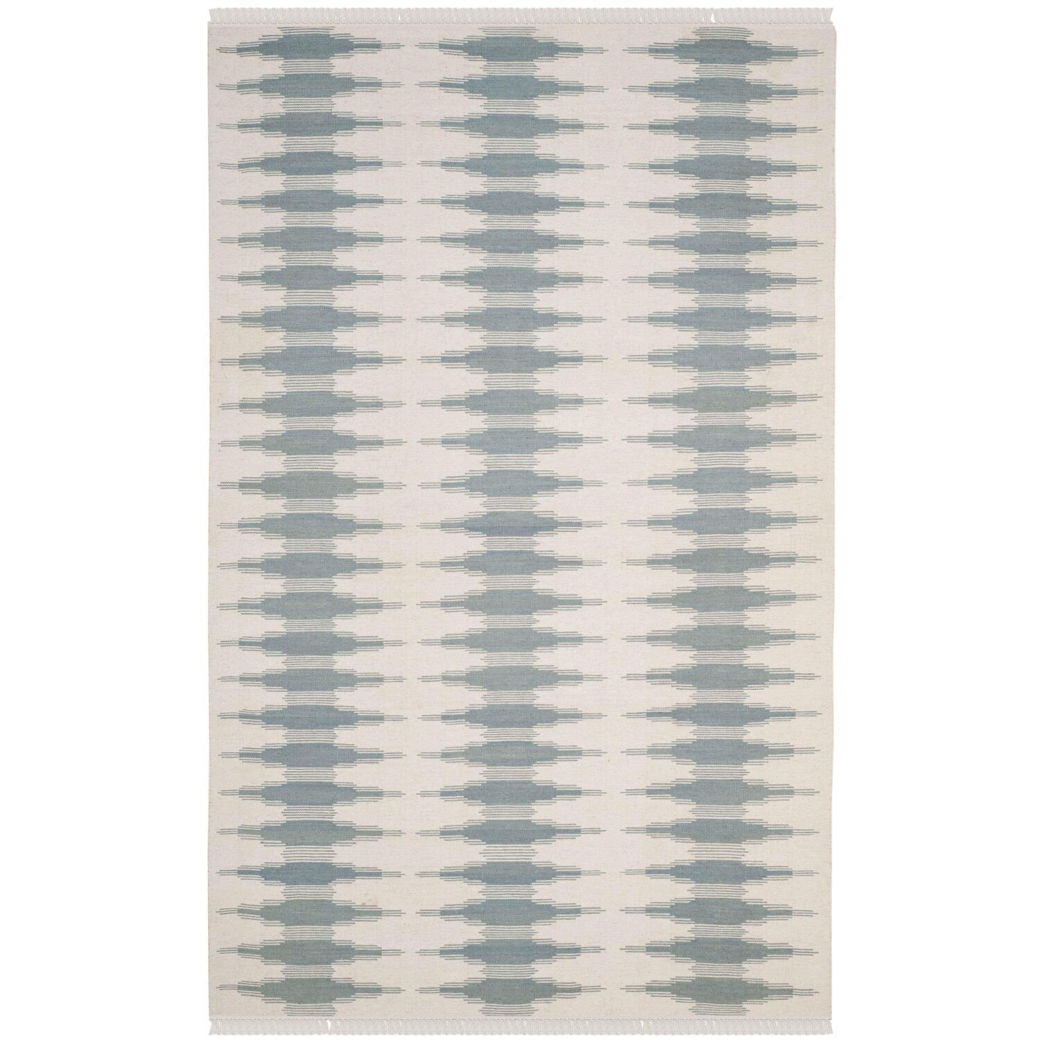 Kilim NVK179 Hand Woven Indoor Area Rug - Ivory/Blue - 5'x8' - Safavieh