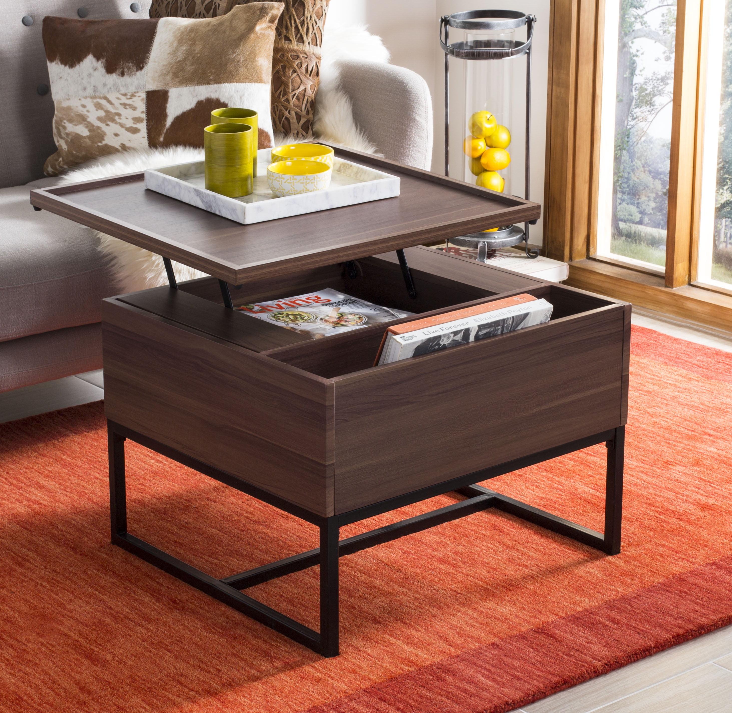 Kristie Dark Oak and Black Square Lift-Top Coffee Table