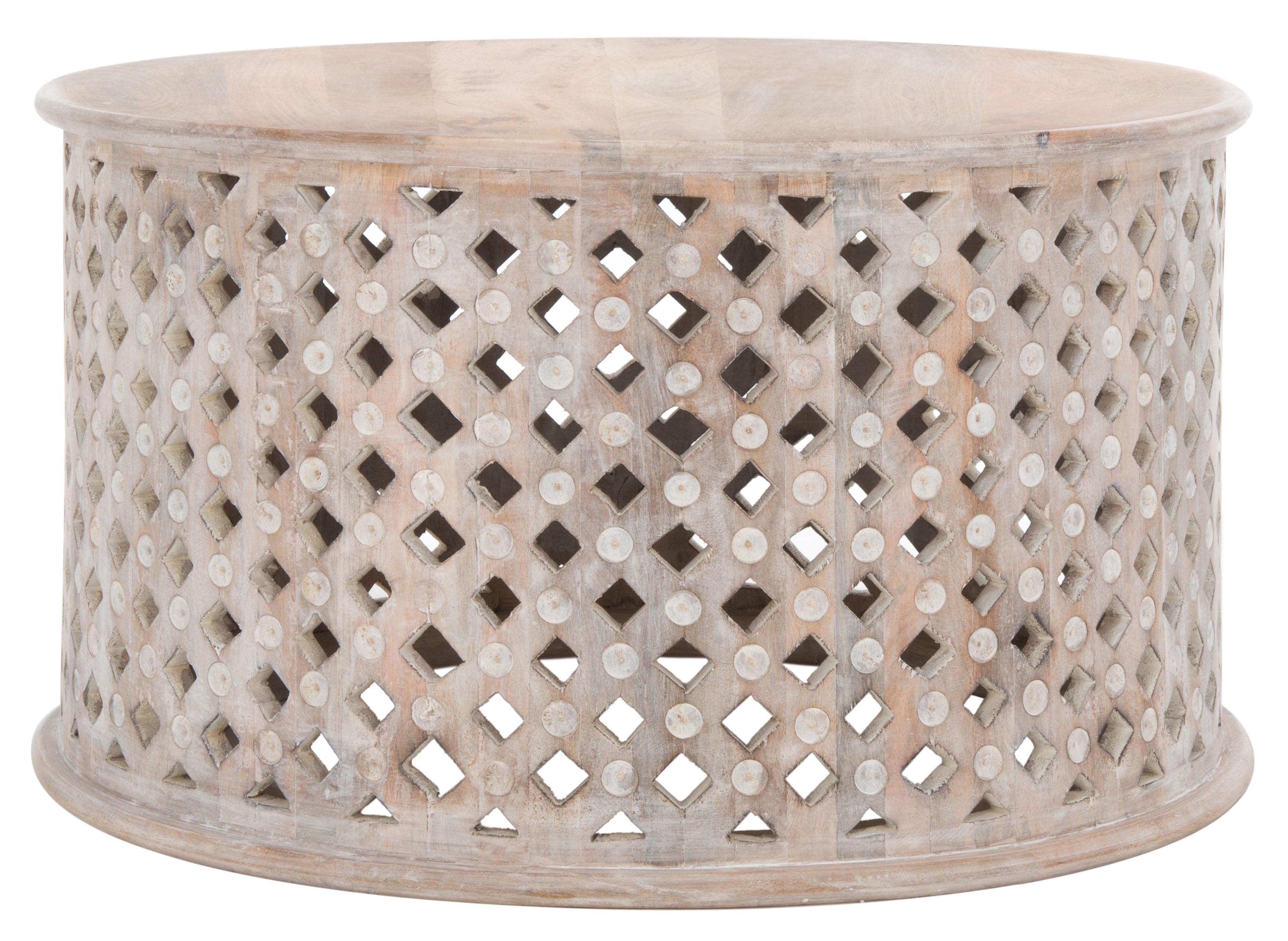 Kyrith Round Coffee Table - Burnt White - Safavieh