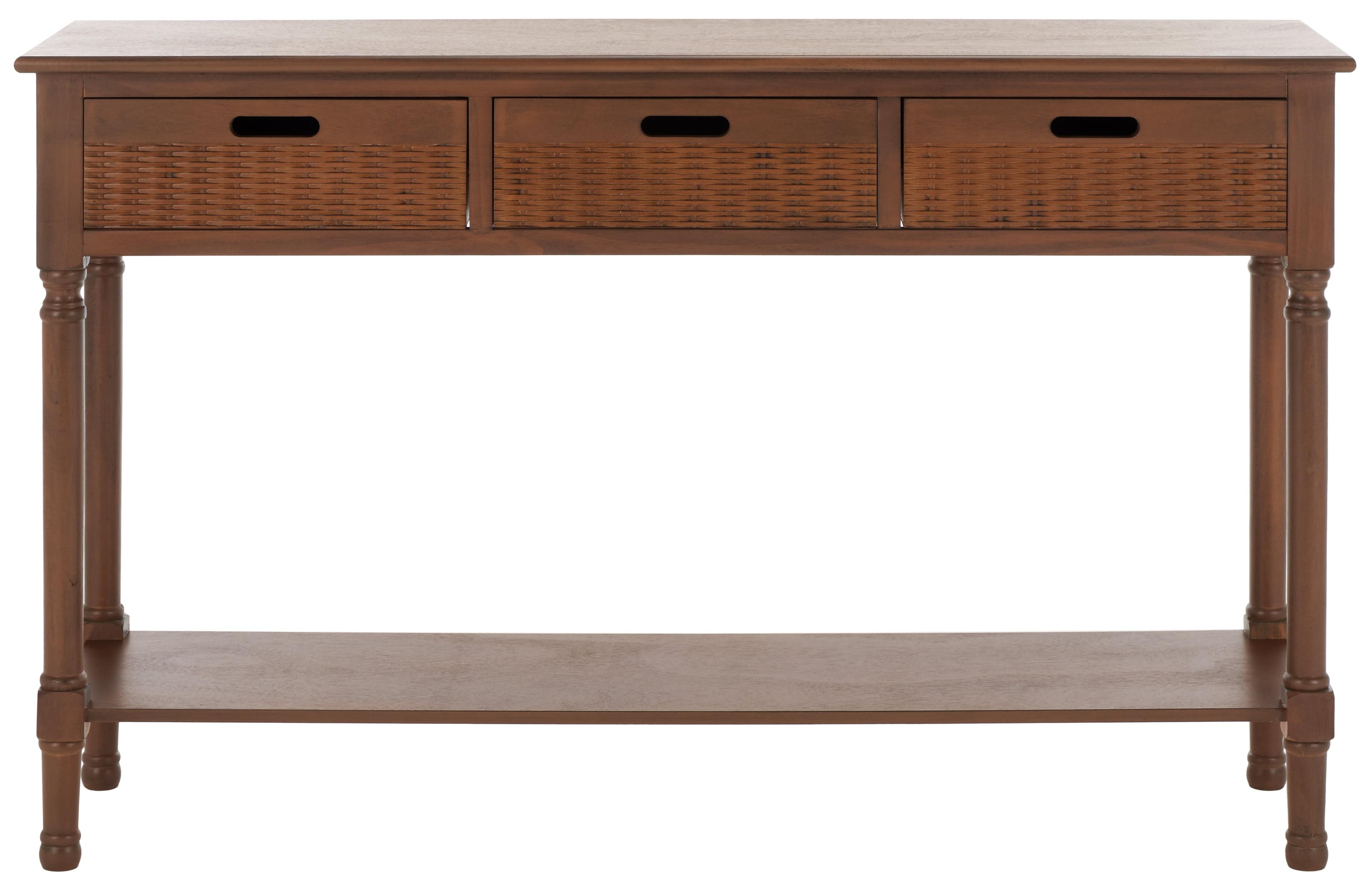 Landers Brown Wood and Metal 3-Drawer Console Table