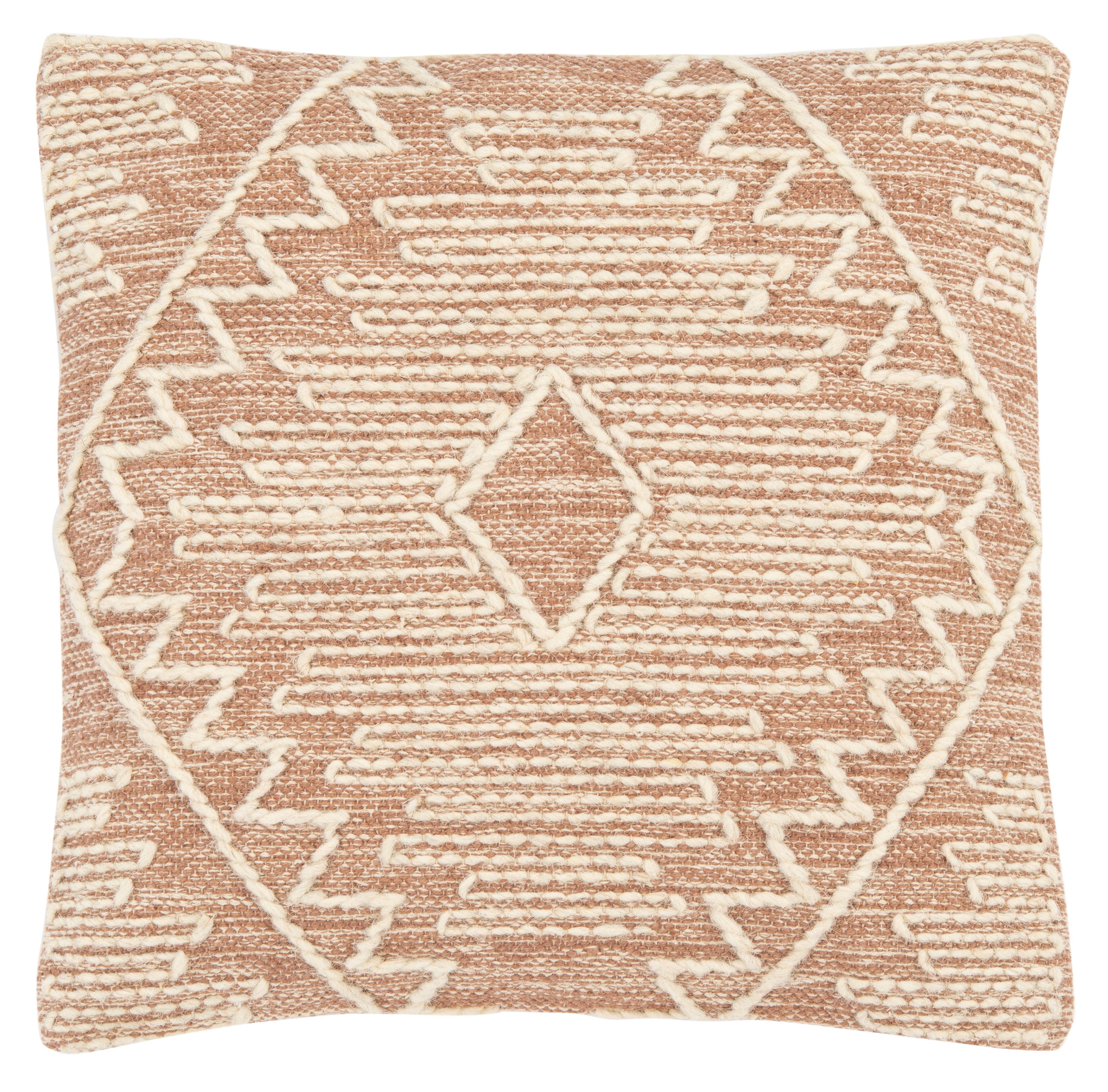 Peach and Cream Southwestern Boho 18" Square Pillow