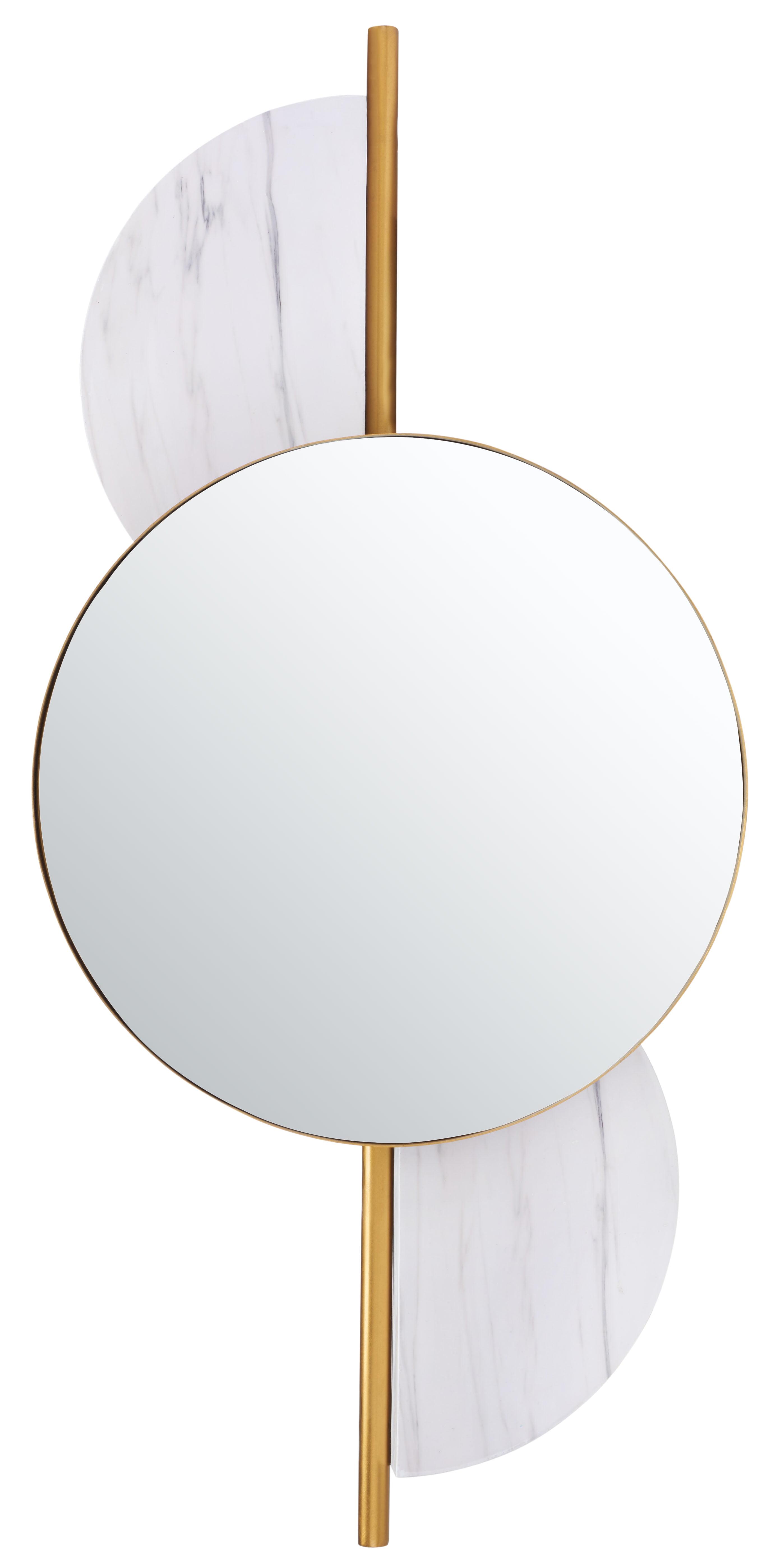 Gold and White Rectangular Wood Wall Mirror, 35" x 16"