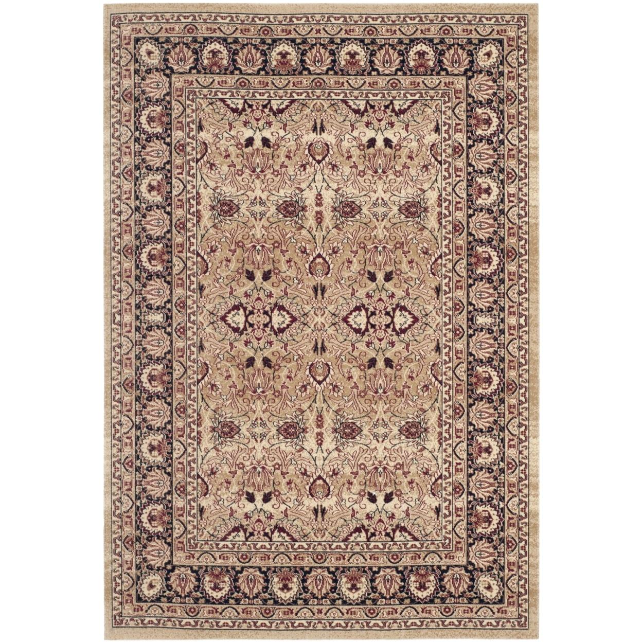 Lavar Kerman Cream and Navy Persian Area Rug