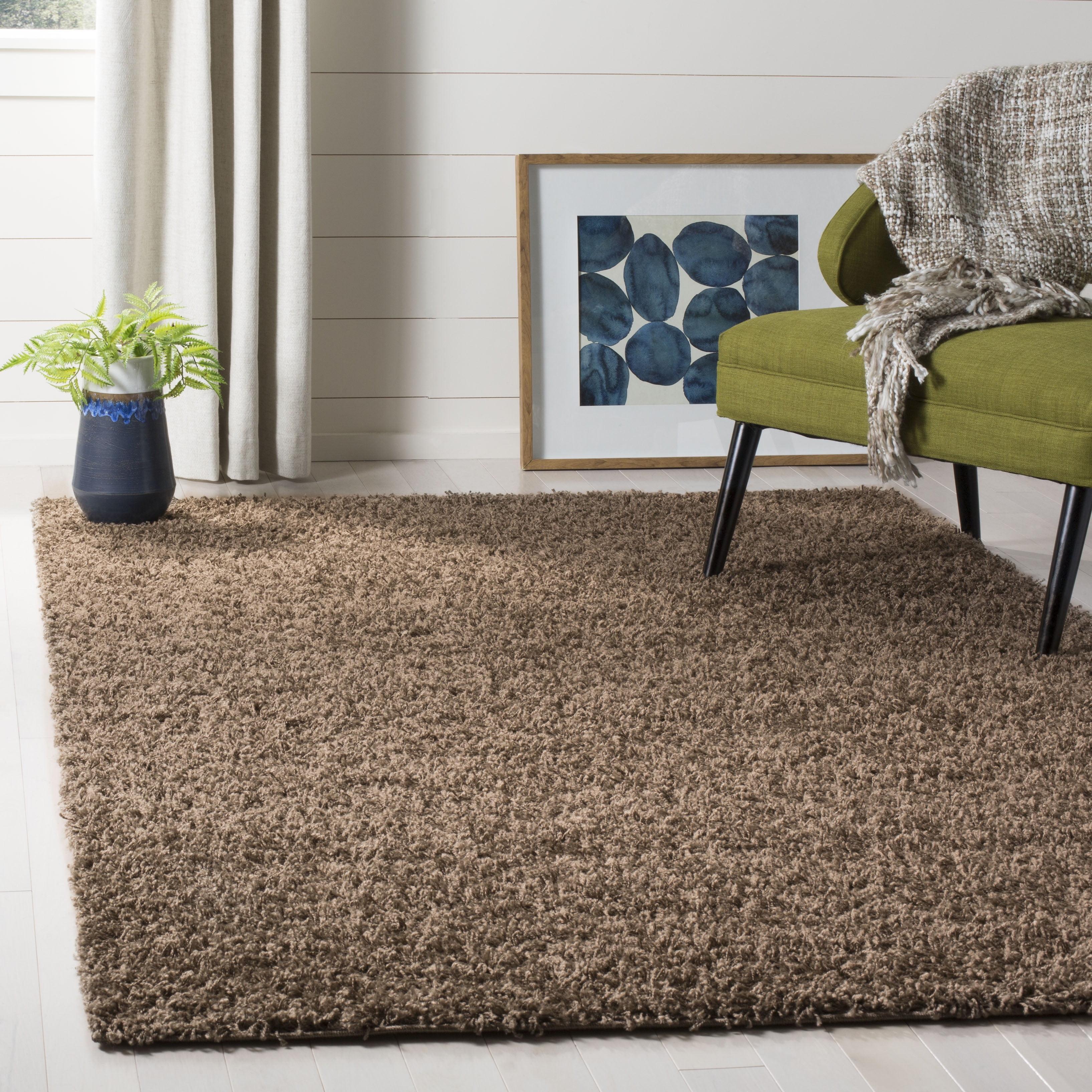 SAFAVIEH Lavena Solid Plush Shag Area Rug, Taupe, 3' x 5'