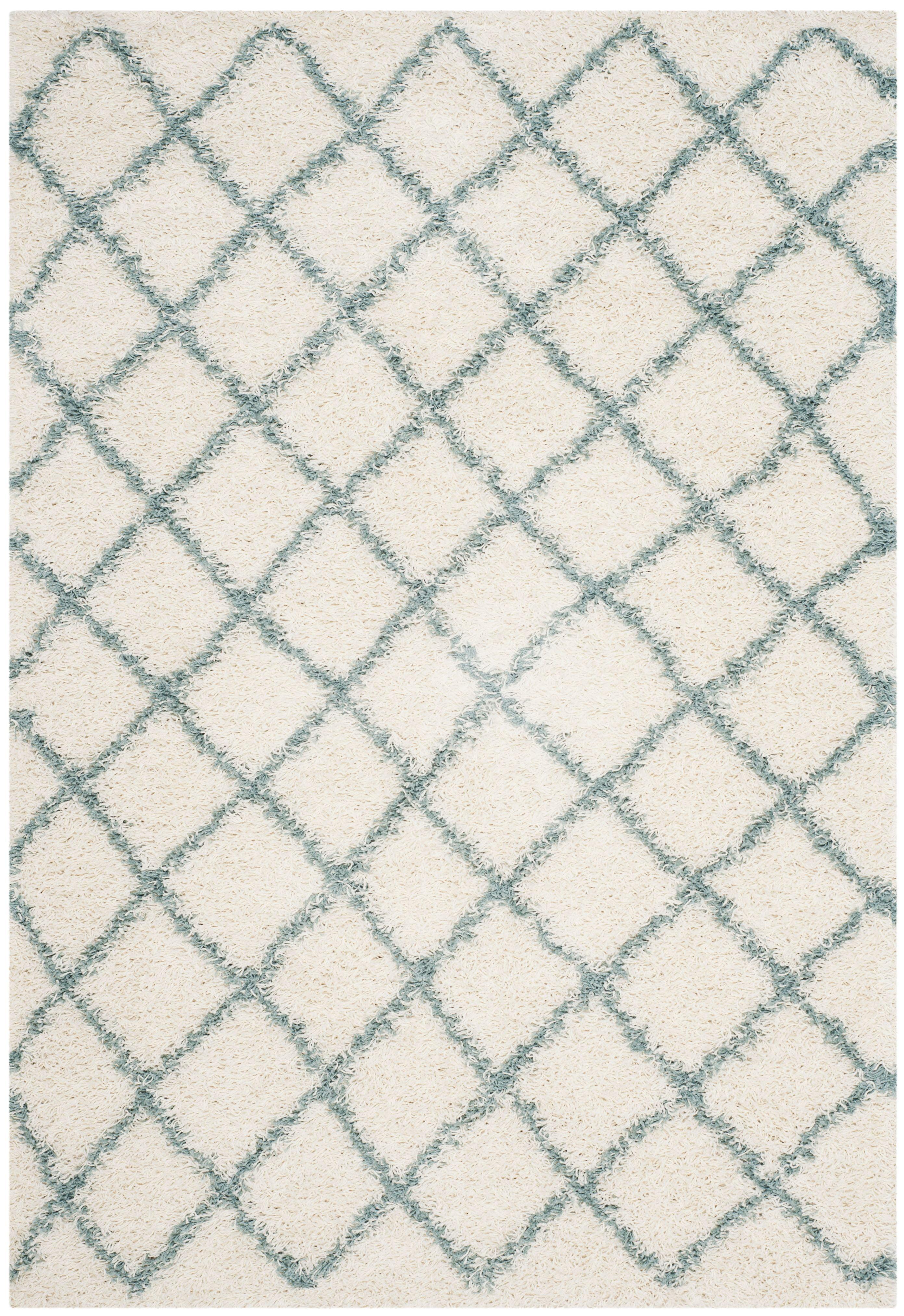Dallas Shag SGD257 Power Loomed Indoor Area Rug - Ivory/Light Blue - 4'x6' - Safavieh.