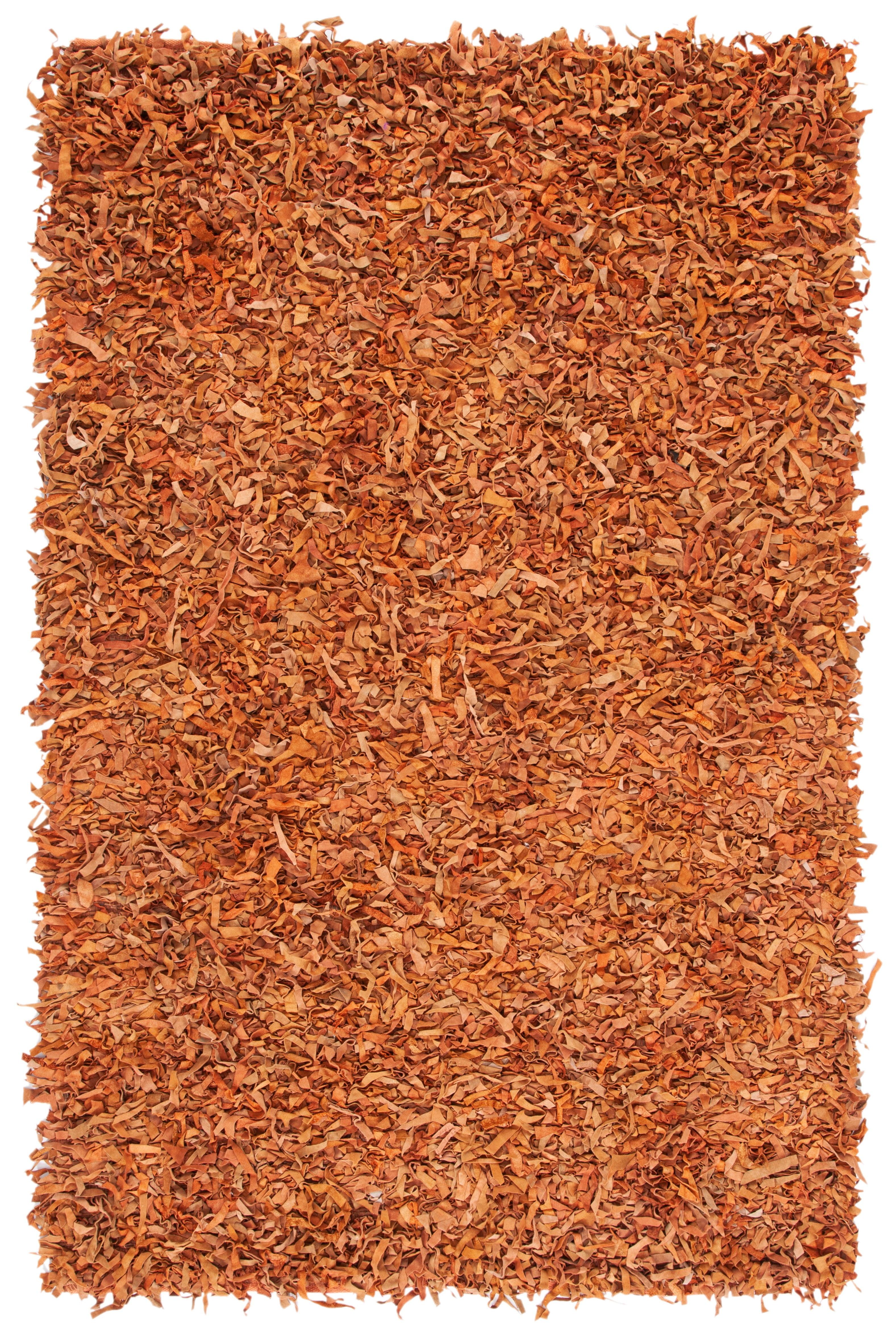 Safavieh Leather Shag Handwoven 80% Rag Leather And 20% Cotton Solid Color Rug