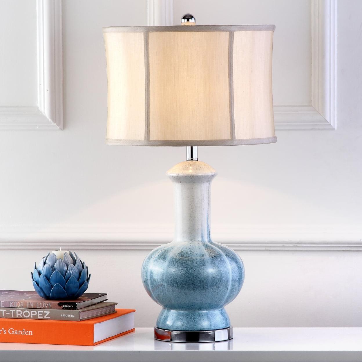 Leona Blue Ombre Ceramic Table Lamp with Cream Shade