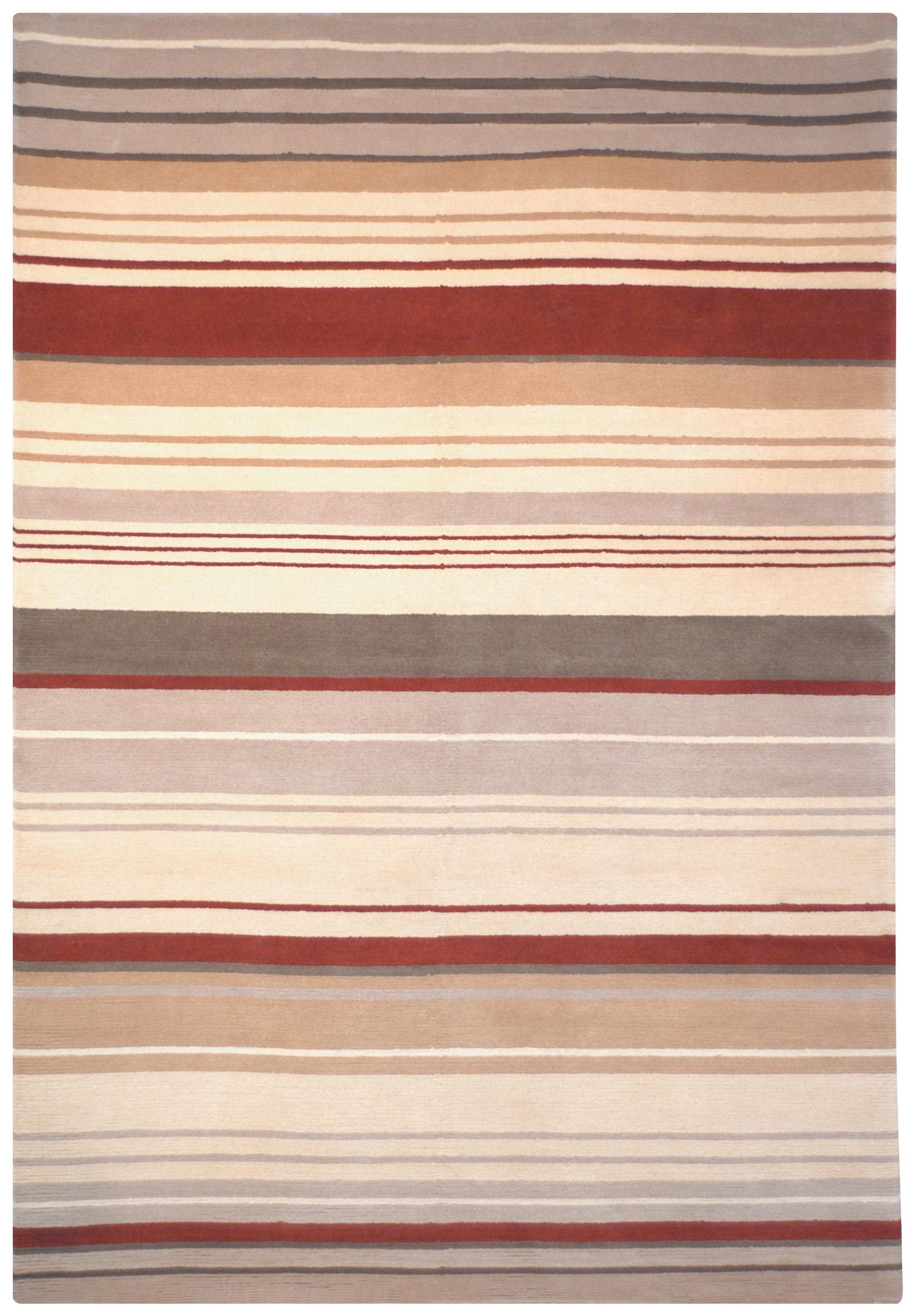 Lexington Hand-Knotted Striped Red Wool Area Rug, 4' x 6'