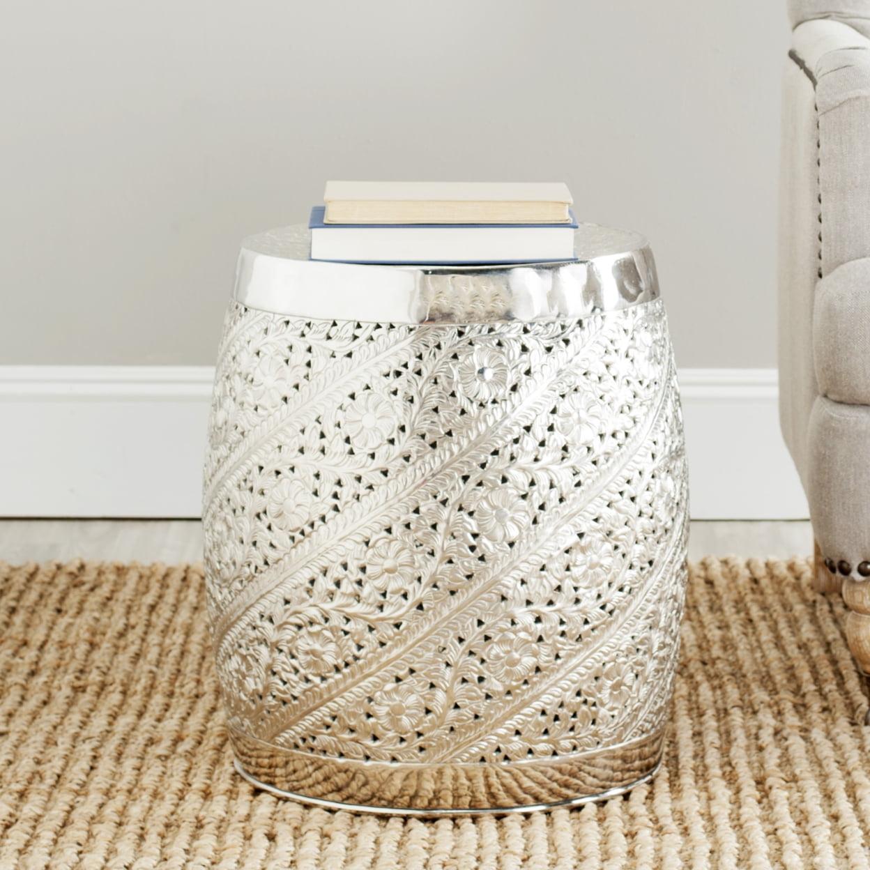 Liam Etched Accent Table - Nickle - Safavieh