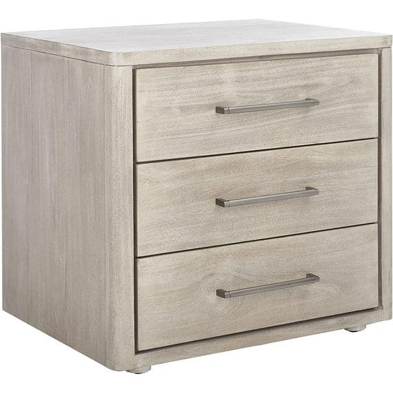 SAFAVIEH Light Grey Fully Assembled Couture Home Collection Rosey 3-Drawer Wood Nightstand