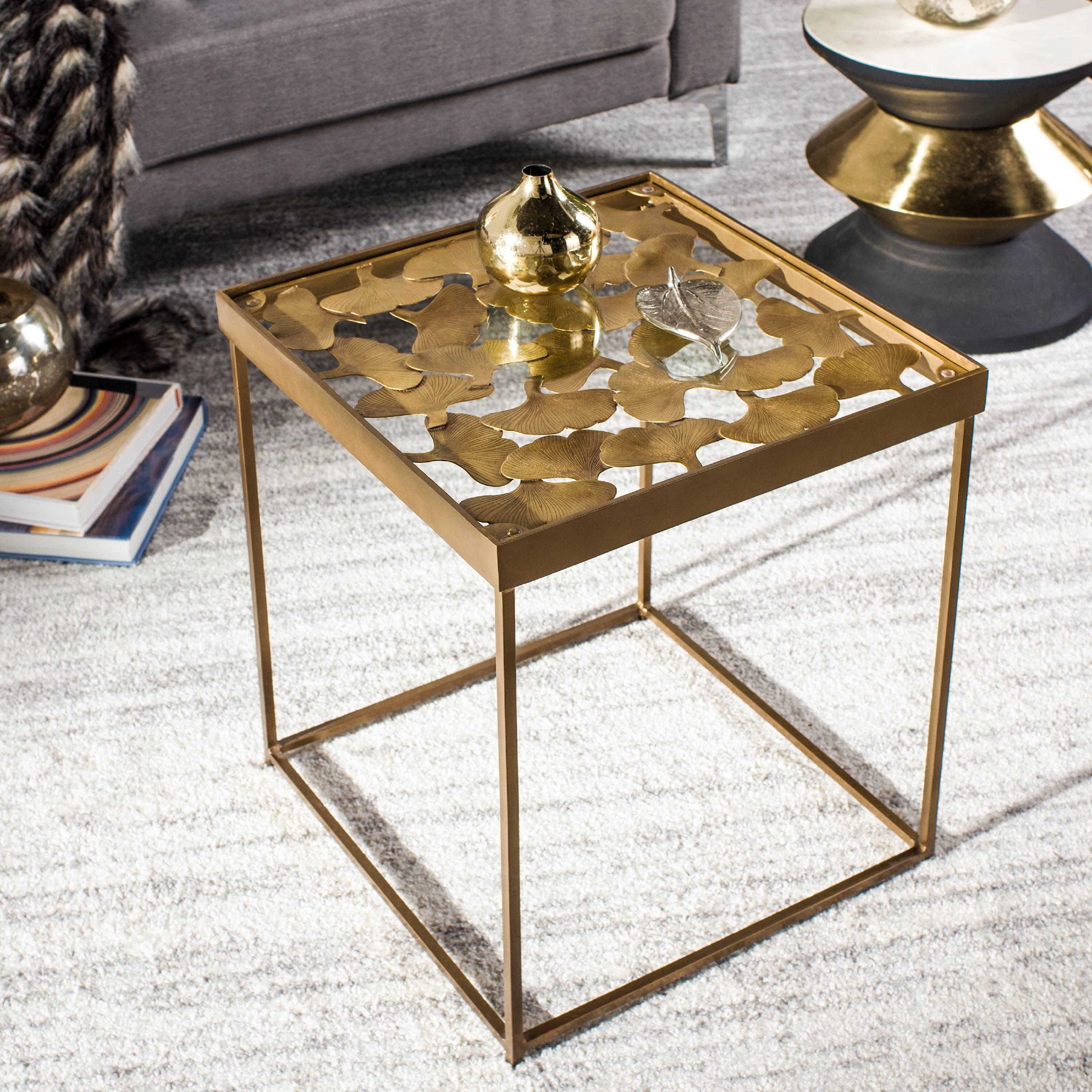 Lilian Leaf Side Table - Antique Brass - Safavieh.