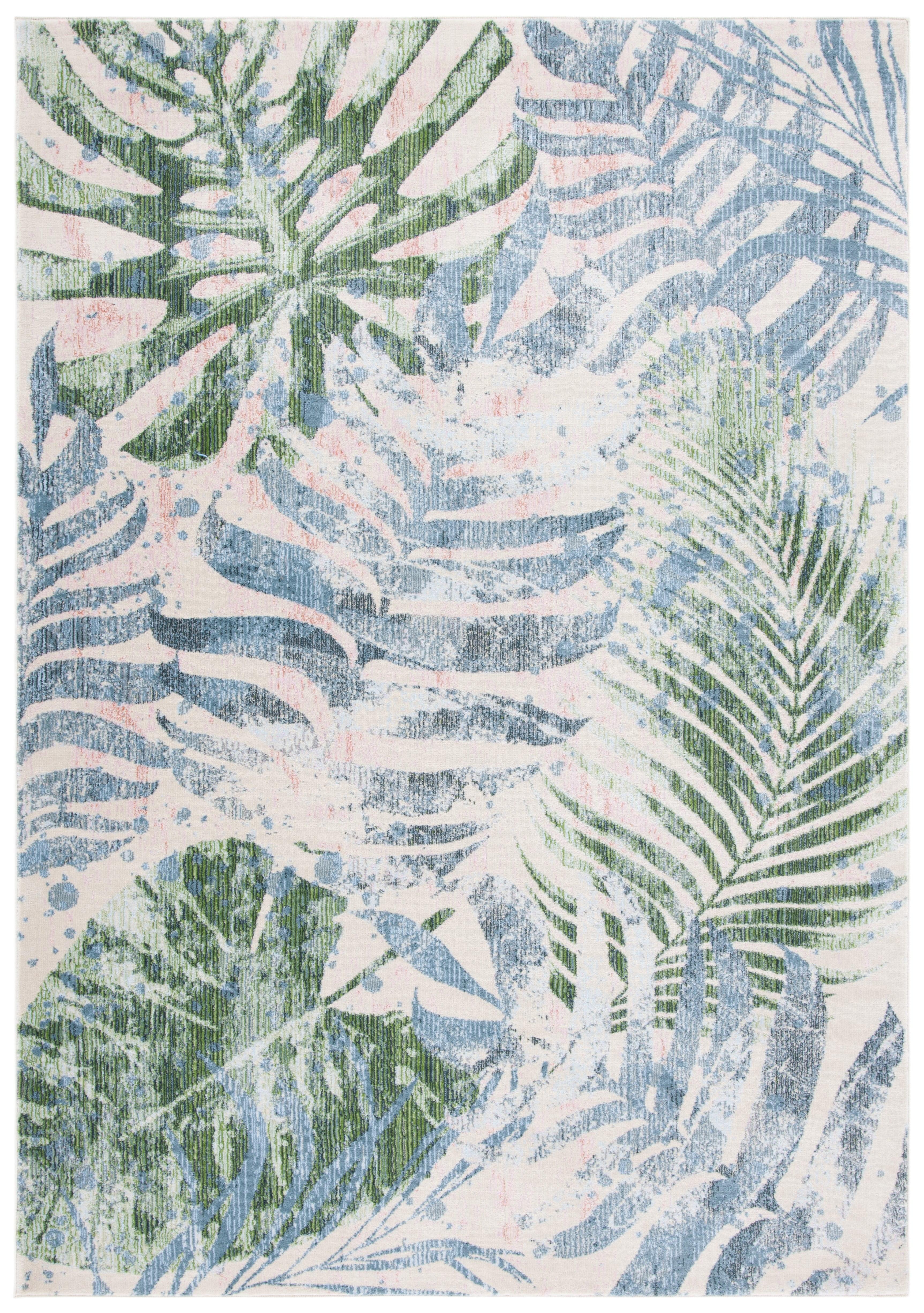 Lillian LLN382 Power Loomed Area Rug - Green/Blue - 5'3"x7'7" - Safavieh.