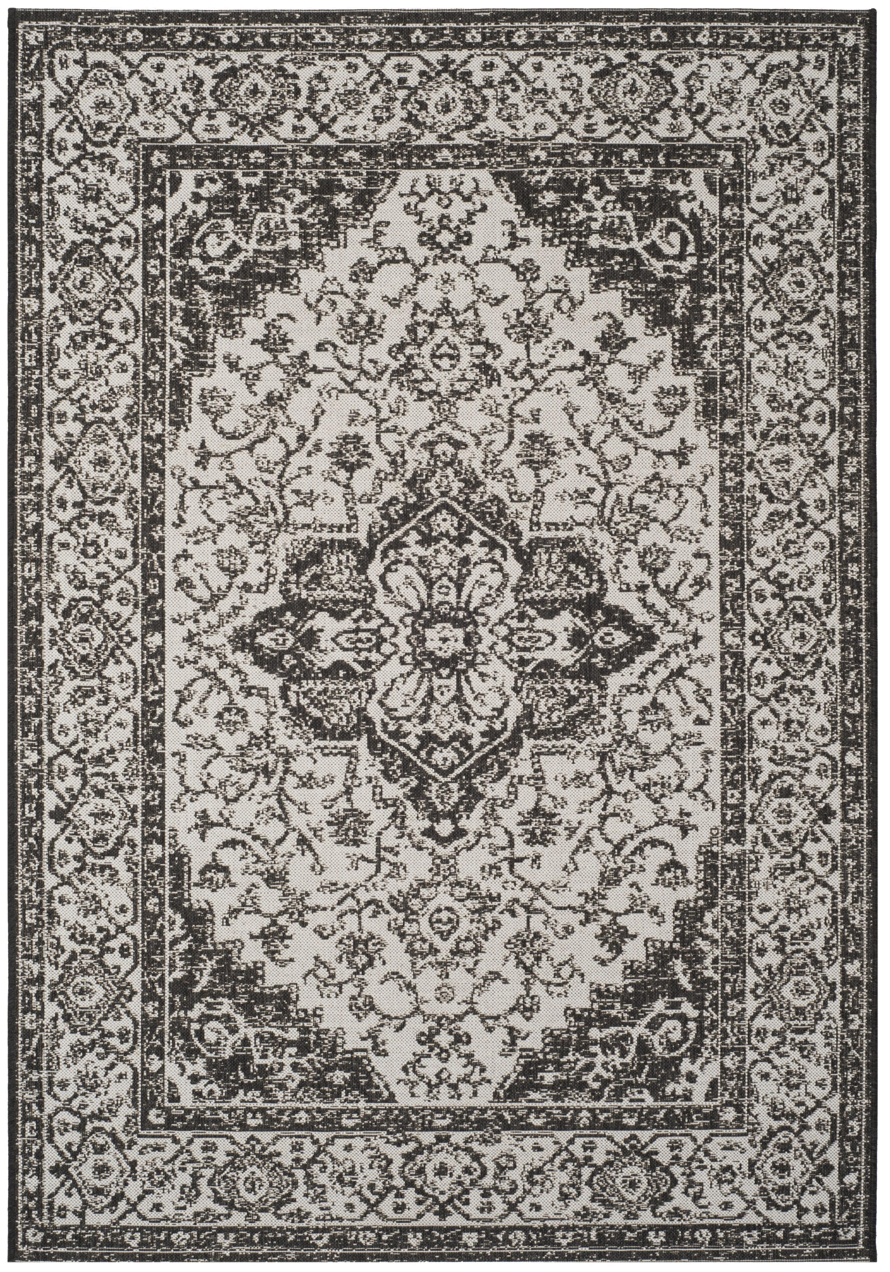 Linden LND137 Power Loomed Area Rug - Light Grey/Charcoal - 6'7"x9'2" - Safavieh
