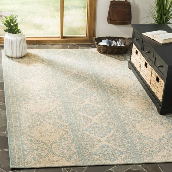 Linden LND174 Power Loomed Area Rug - Aqua/Cream - 8'x10' - Safavieh