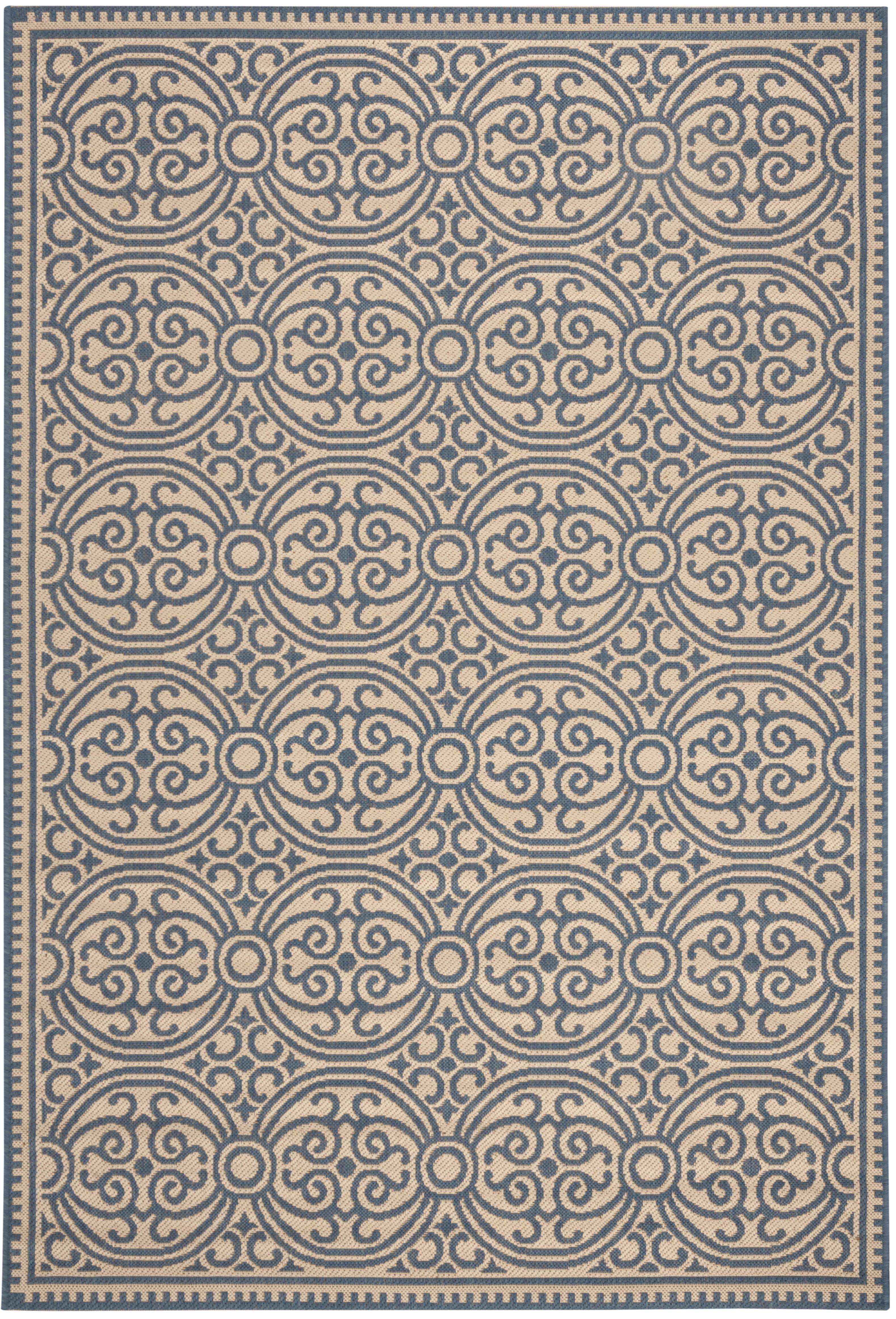 Blue and Cream Geometric Flat Woven 9' x 12' Area Rug