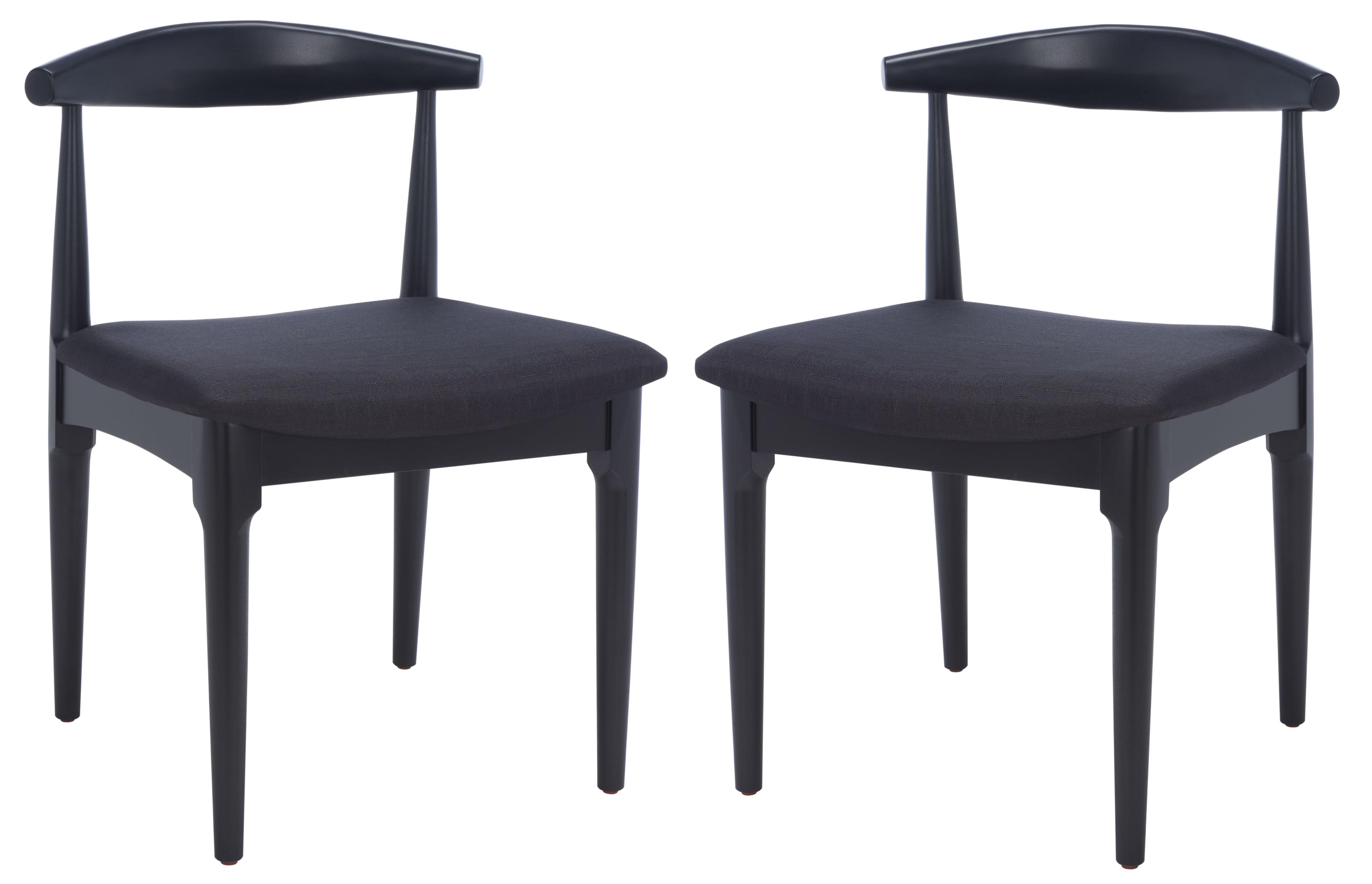 Lionel Retro Black Upholstered Wood Dining Chair Set