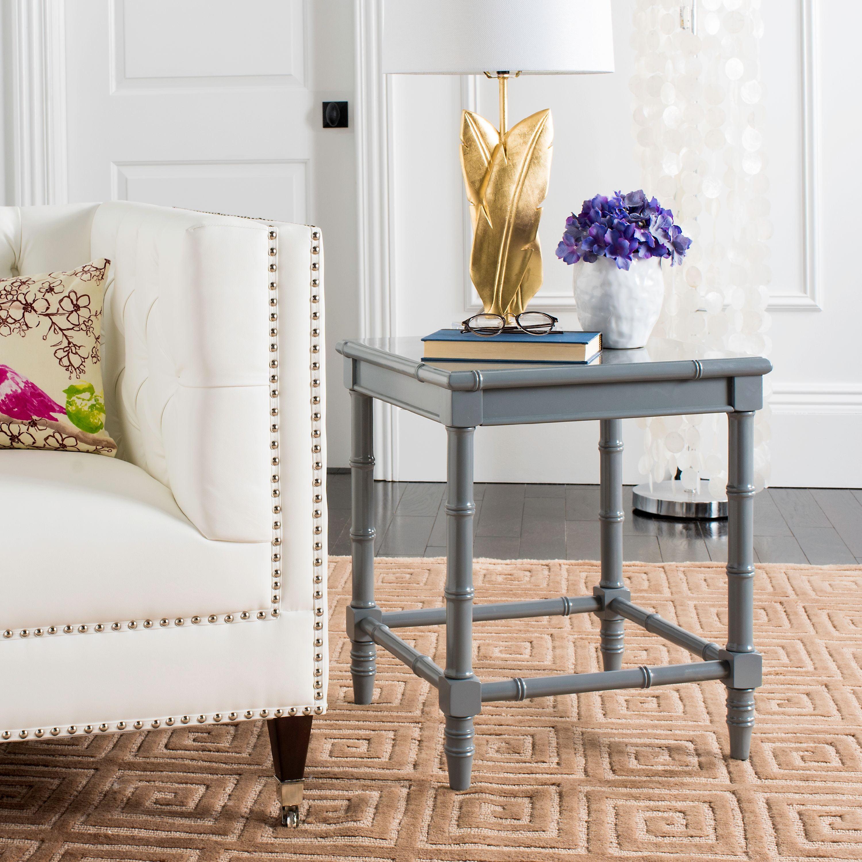 Gray Bamboo Style Square Accent Table