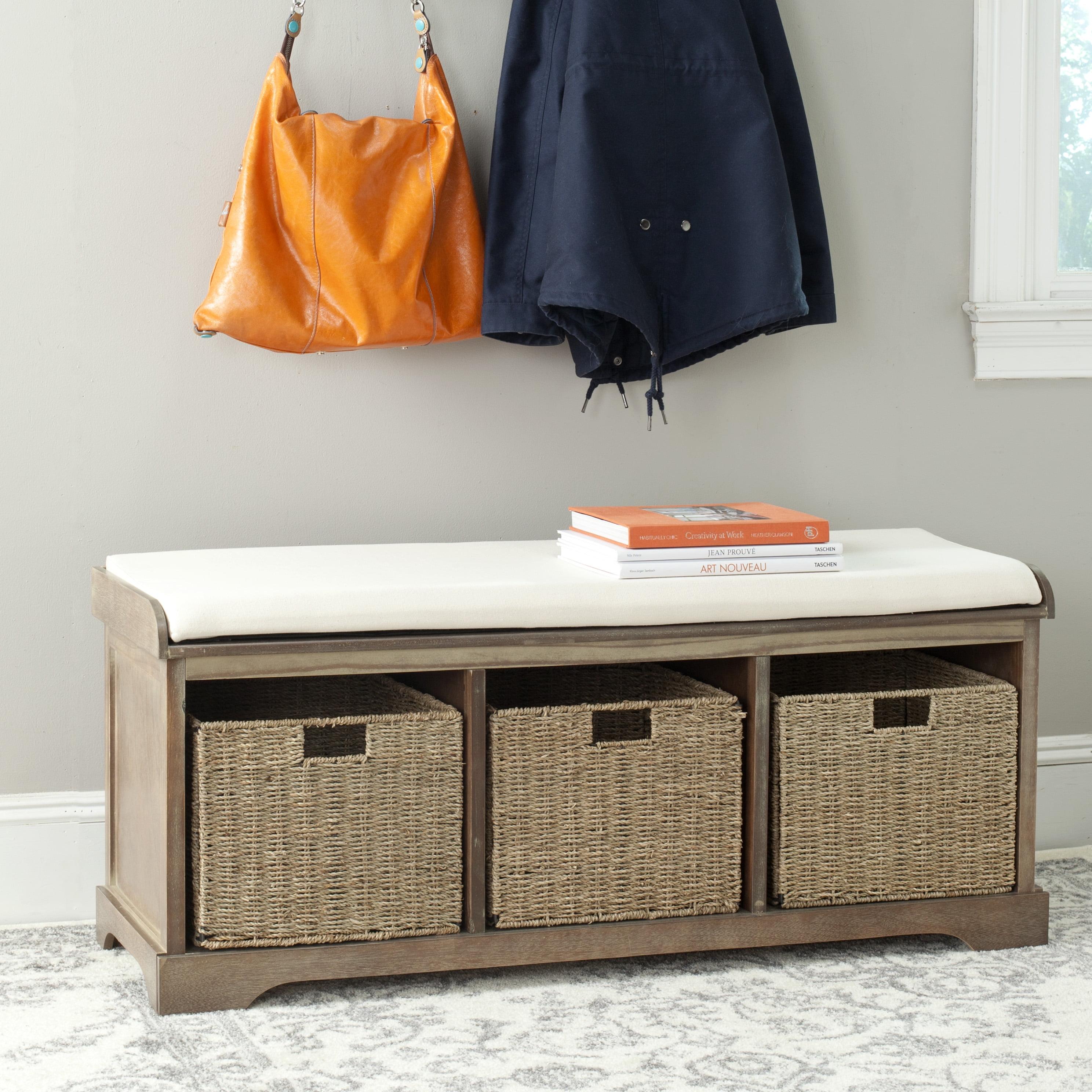 Lonan Wicker Storage Bench - Washed Natural Pine - Safavieh