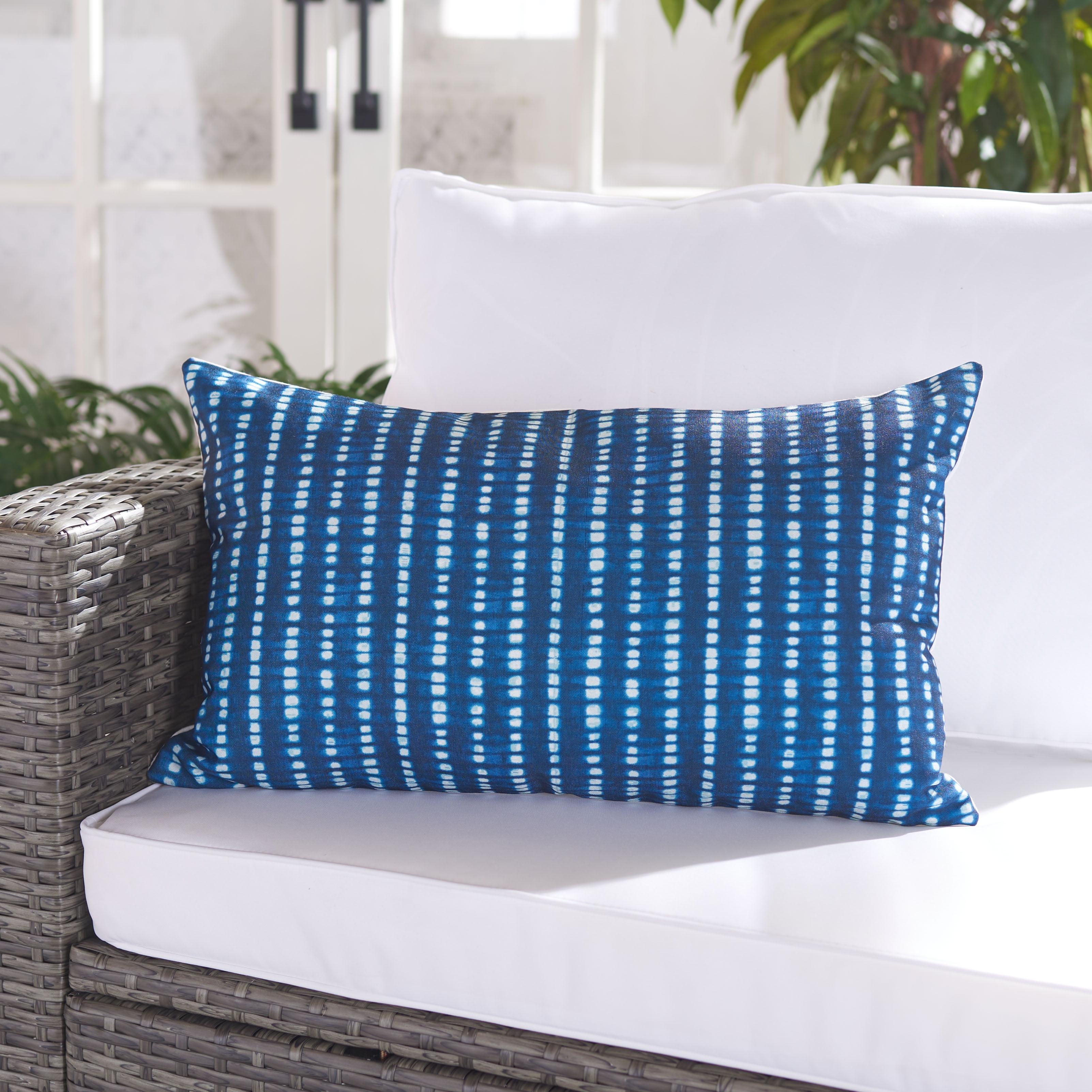 Londynne Blue and White Striped Rectangular Accent Pillow