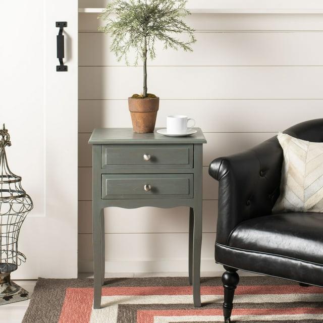 Lori End Table With Storage Drawers - AMH6576B - Ash Grey - Safavieh Couture