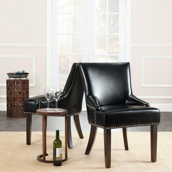 Lotus Kd 19" H Dining Chair With Nail Head Trim (Set of 2) - MCR4700 - Black - Safavieh Couture