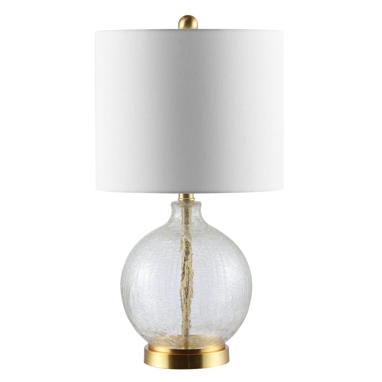 Lovell 23" Clear Glass and Gold Table Lamp with White Shade