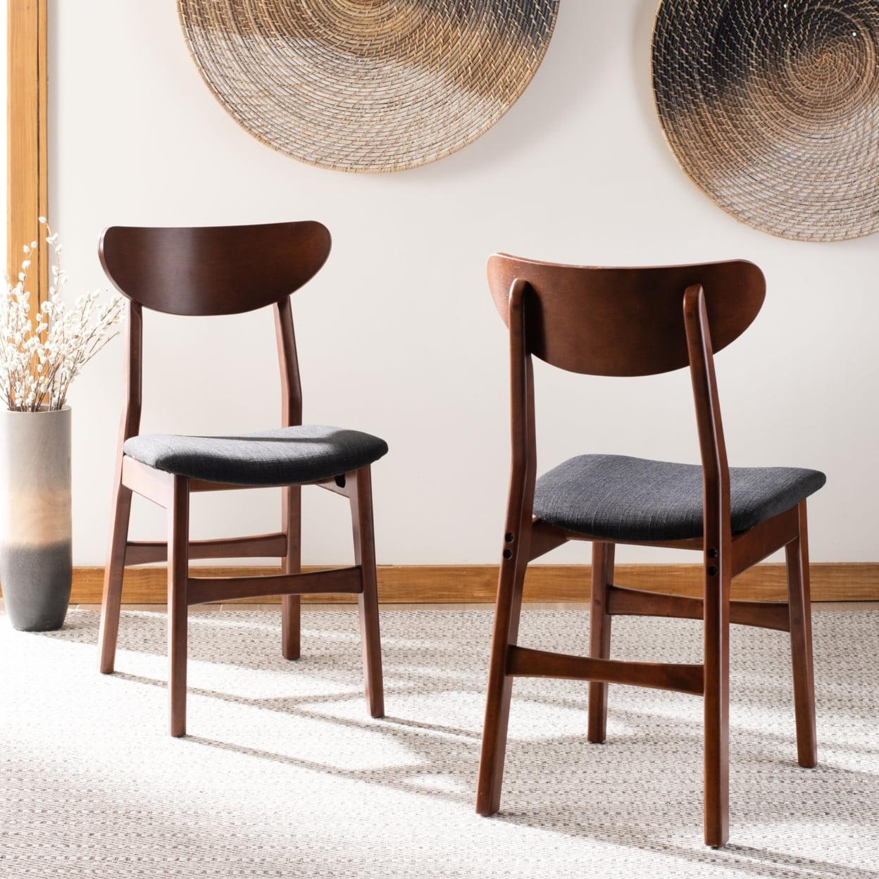 Lucca Retro Dining Chair (Set of 2) - DCH1001 - Walnut/Black - Safavieh