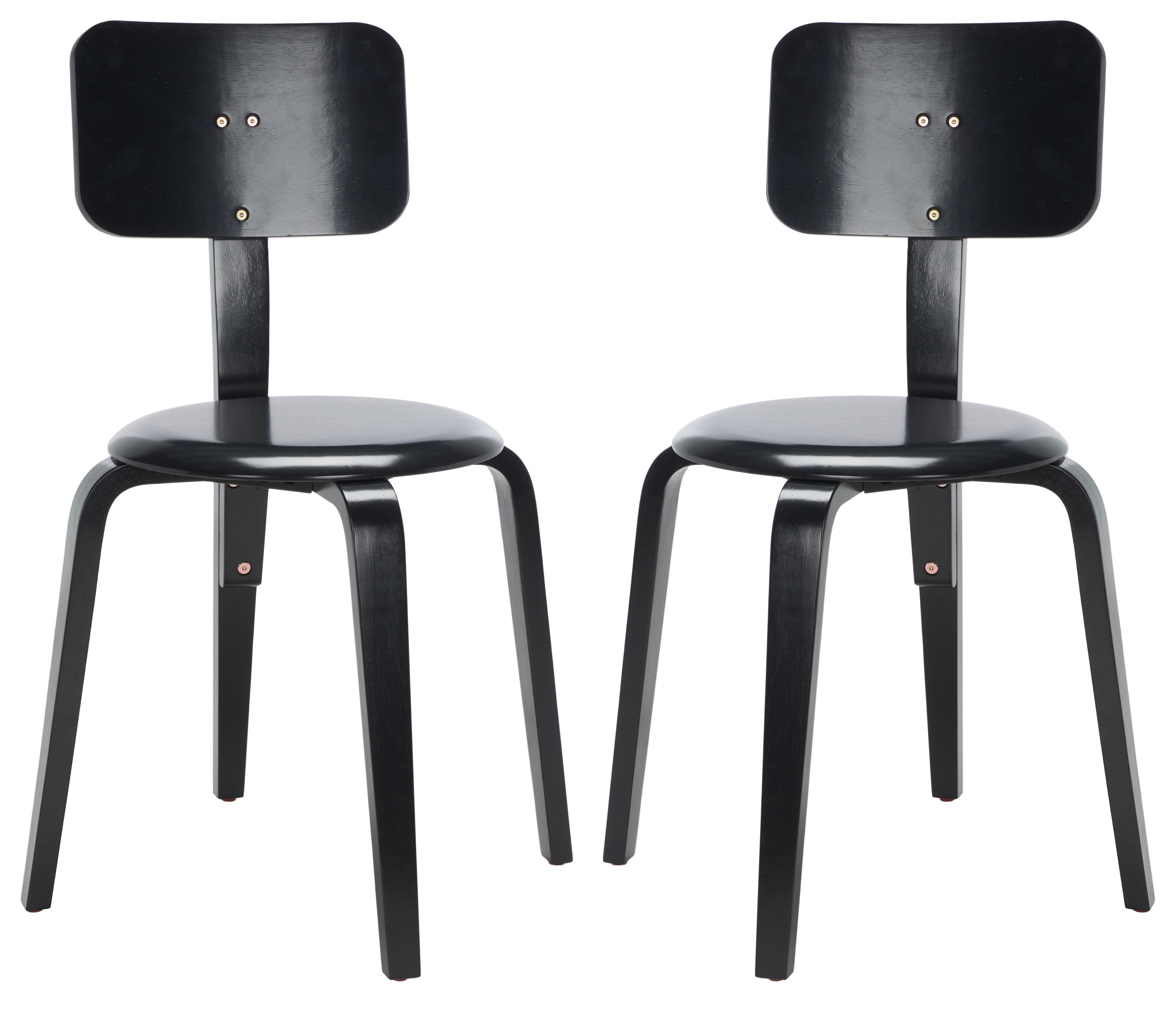 Elegant Black Bentwood Low-Back Stackable Dining Chair, Set of 2